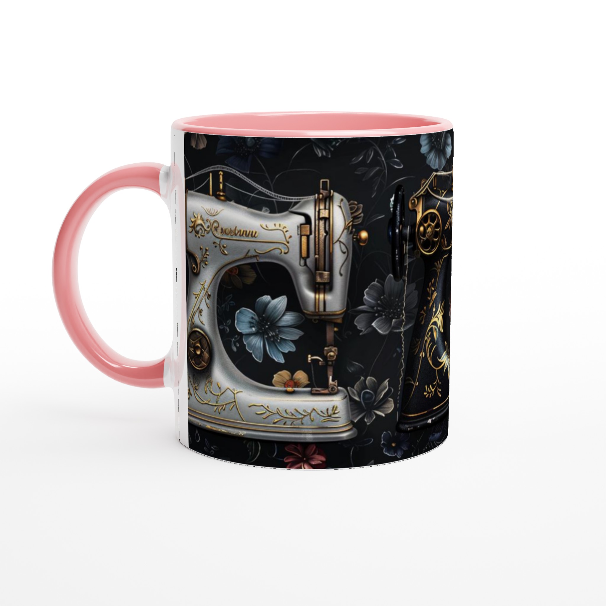 Vit 11oz keramisk mugg med elegant vintage symaskinsdesign i flera färgval 6 939d86bd-37dc-48ac-bb3f-1ad04305a976