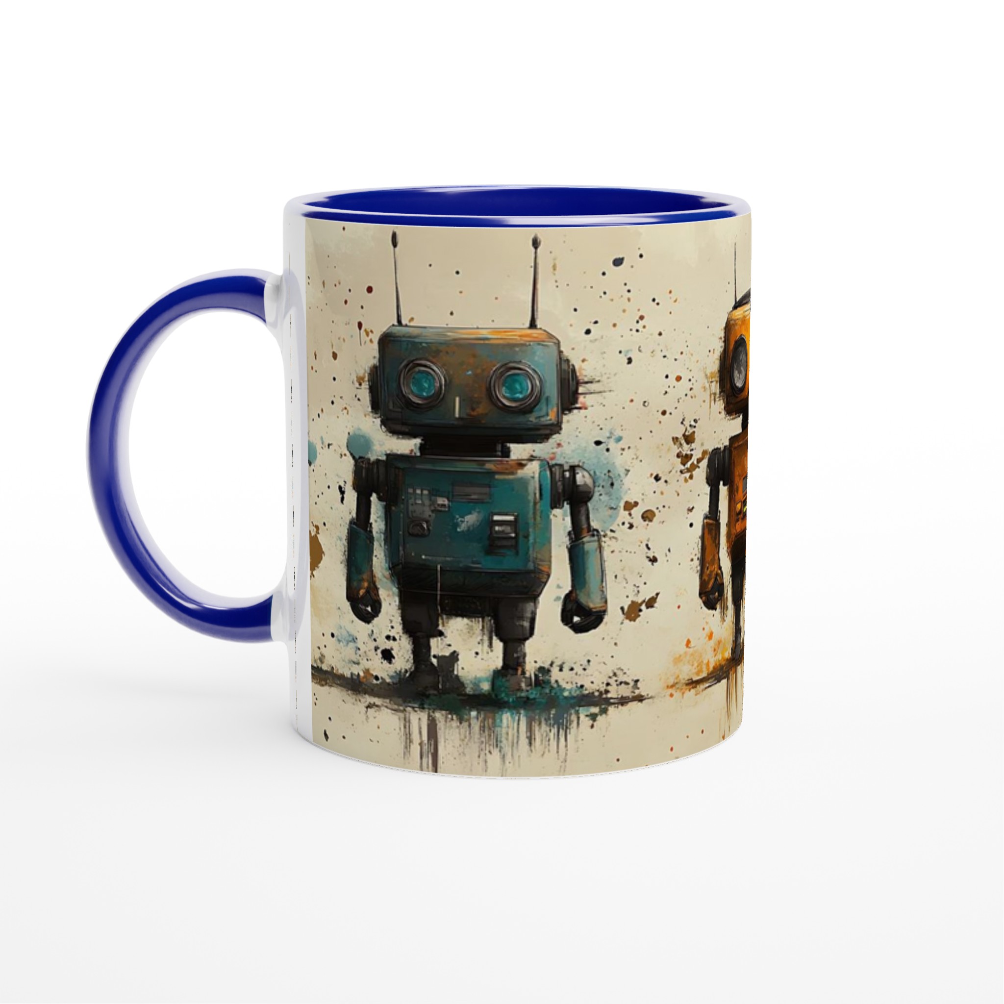 Retro Robot Art Mugg – Kreativ Splash Design Keramikmugg i 7 Färgval 2 93ed1bff-8f74-4473-9aa6-f459e6191787