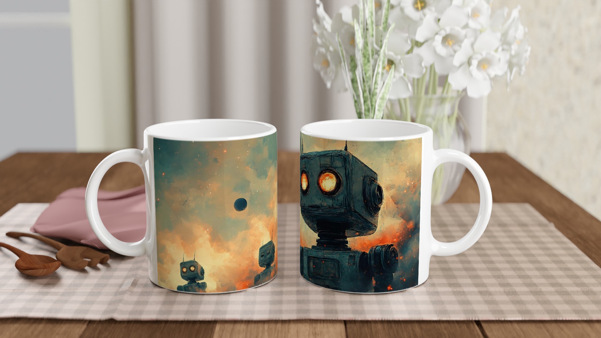 Retro Sci-Fi Robot Mugg - Vintage Inspirerad Keramikmugg i 7 Färger 10 93fec699-265c-4b35-bf80-4c4447b583a5