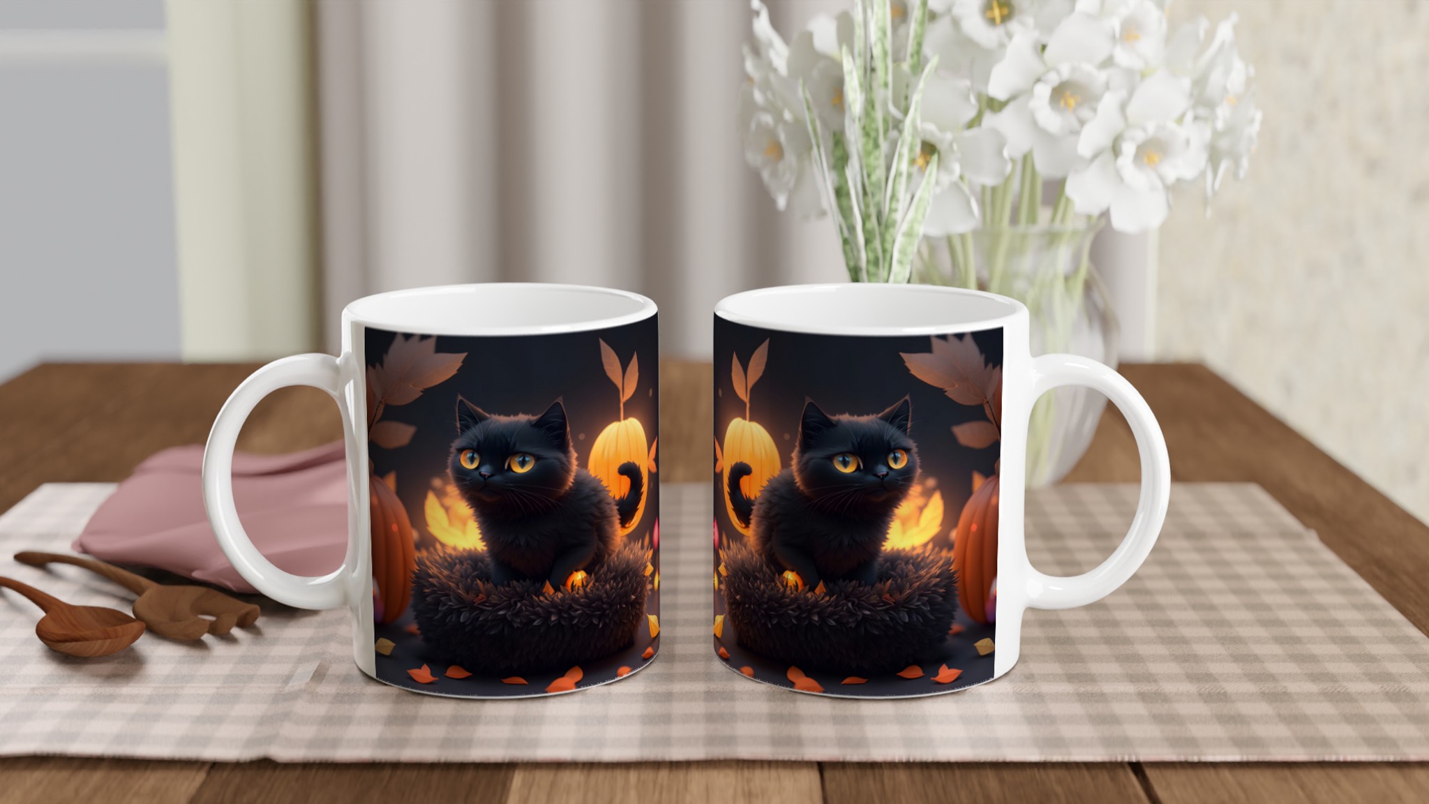 Mystisk Svart Katt Keramikmugg - Höstmys i Valfri Färg, 11oz 10 9420d54a-3f8c-47be-b7a1-779254e20eaa