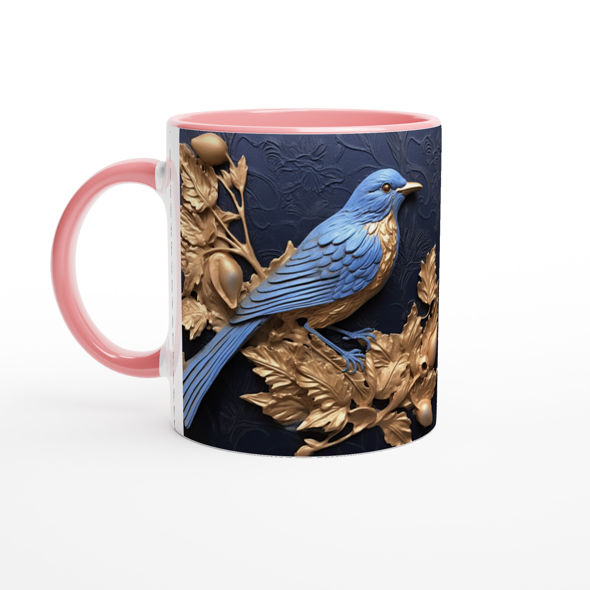 Royal Bird Song Keramikmugg – Elegant Blåfågel & Guldblad Design, 11oz – Välj bland 7 Färger! 6 9427ccca-aed2-42d2-81d9-c12dca1eae78