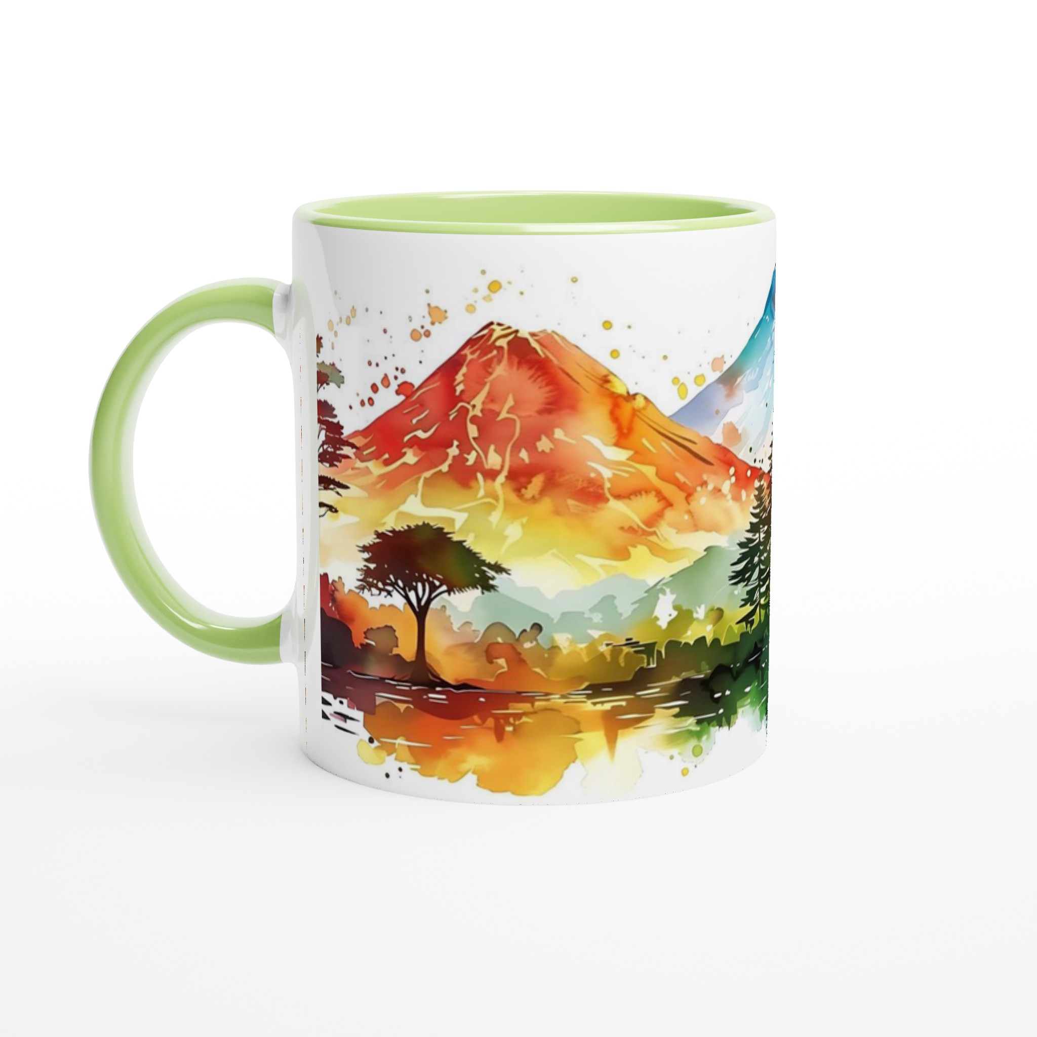 Akvarell Landskap Keramisk Mugg - Levande Berg och Sjödesign, 11 oz 3 943895b4-65db-4613-a768-2e1fc7507910