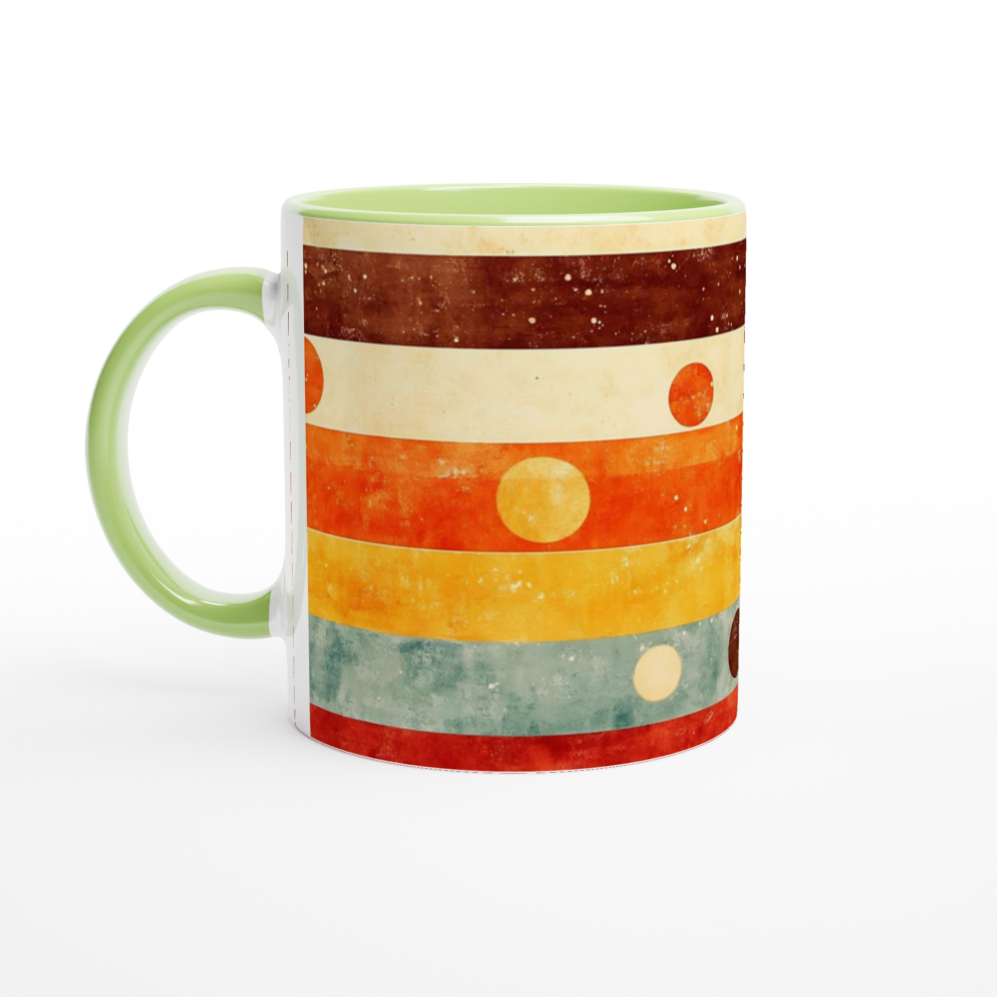 Retro Abstrakt Mugg - 11oz Keramikmugg i Vintage Färger & Geometrisk Design 6 94bab7c3-6db9-4493-8ea0-7dc7779105d7