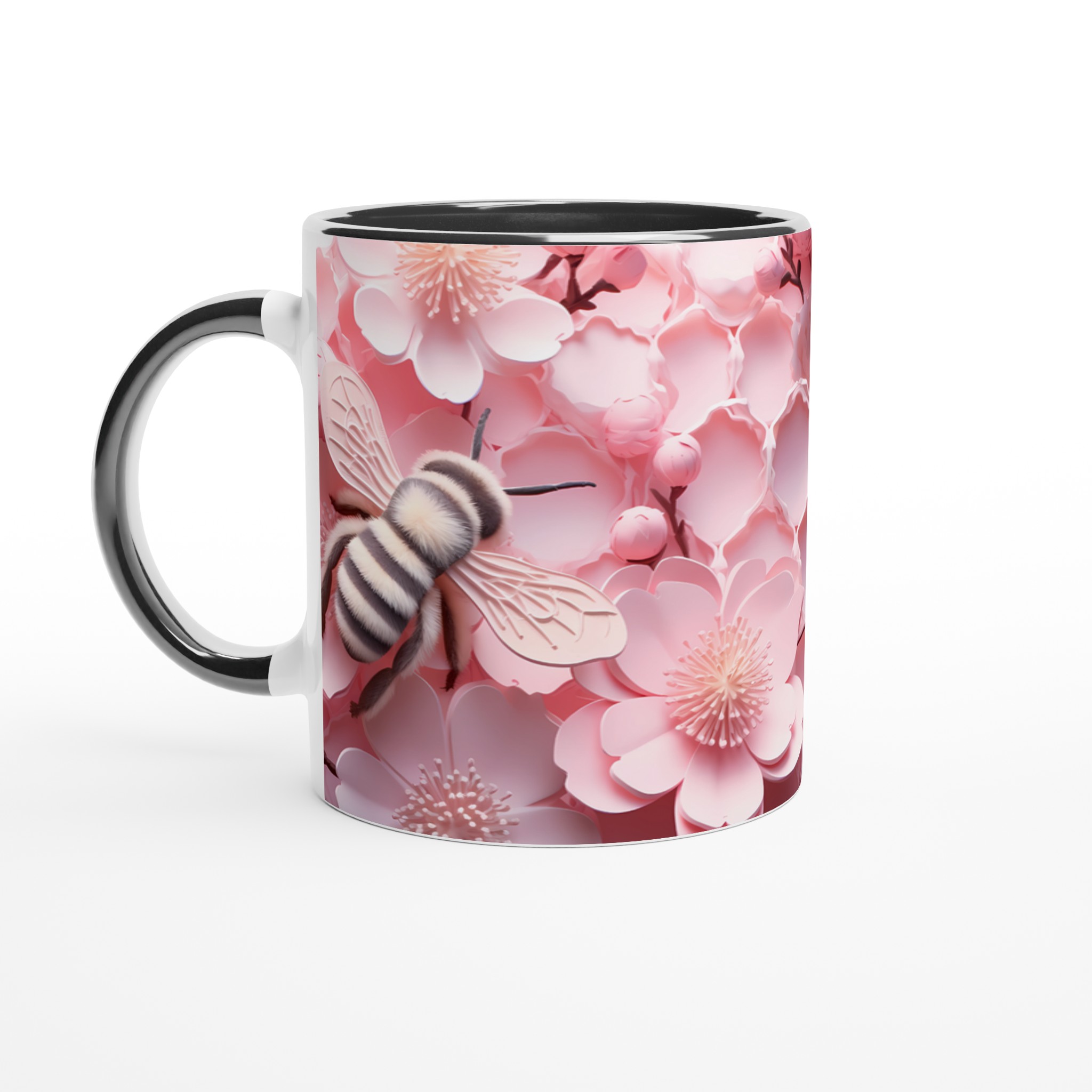 Pastellrosa Blomstermugg med Bin – 11 oz Keramikmugg för Vårkänslor & Naturnära Charm 7 94c1978a-1bc8-4447-aba5-d1b56e3ccabc