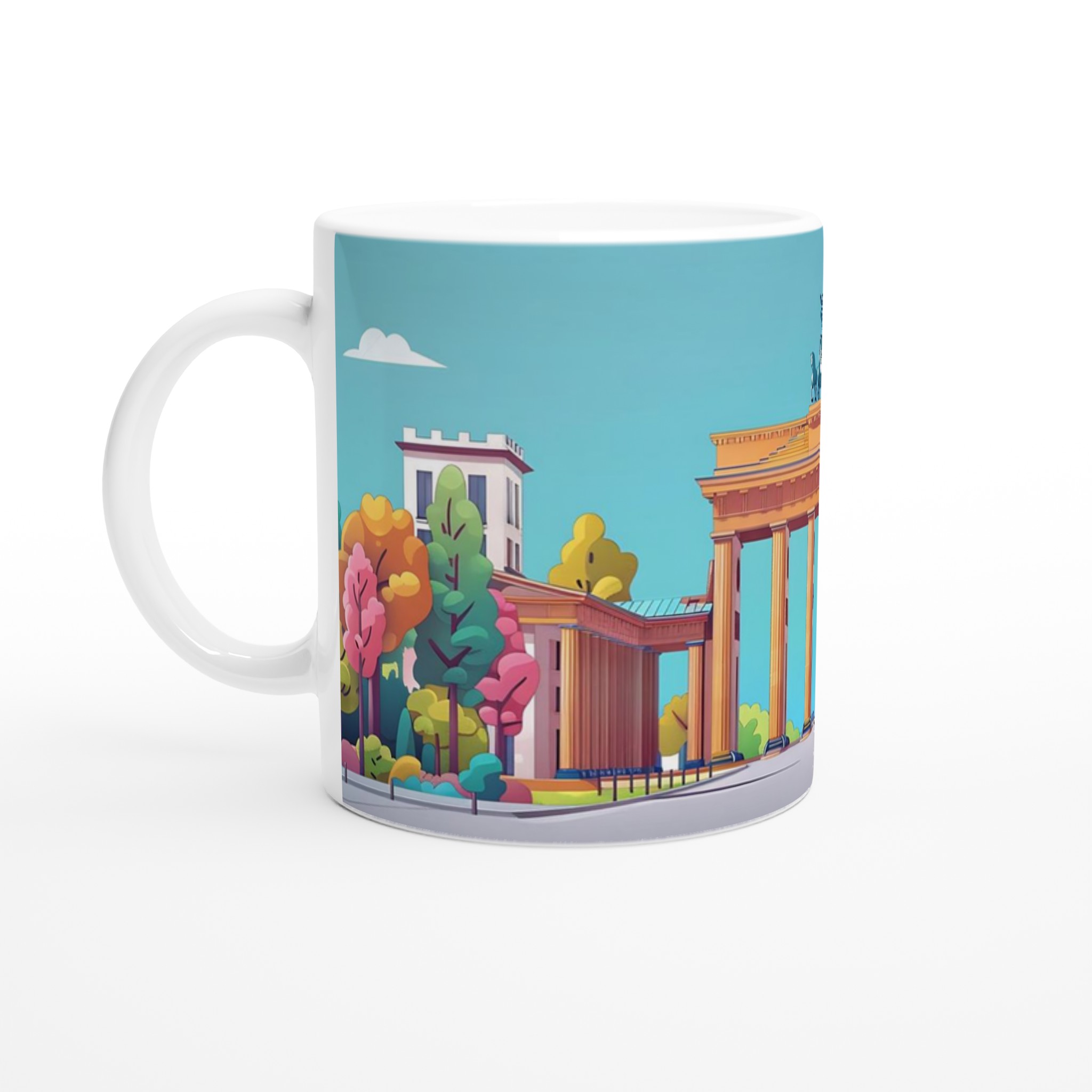 Brandenburger Tor Konstnärlig Mugg – Färgstark Berlin Illustration | 11oz Keramisk Mugg i Valfri Färg 1 95062576-da5b-452b-afa8-f4d20b297fa4