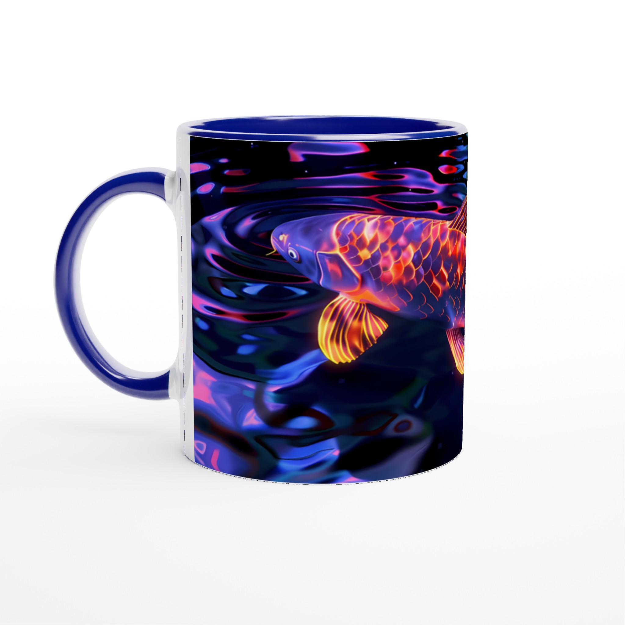 Neon Koi Drömmugg – 11oz Keramisk Kaffemugg med Lysande Fishtryck i Valfri Färg 4 951b6d8c-9c5d-49ff-a8ed-13606baf7995
