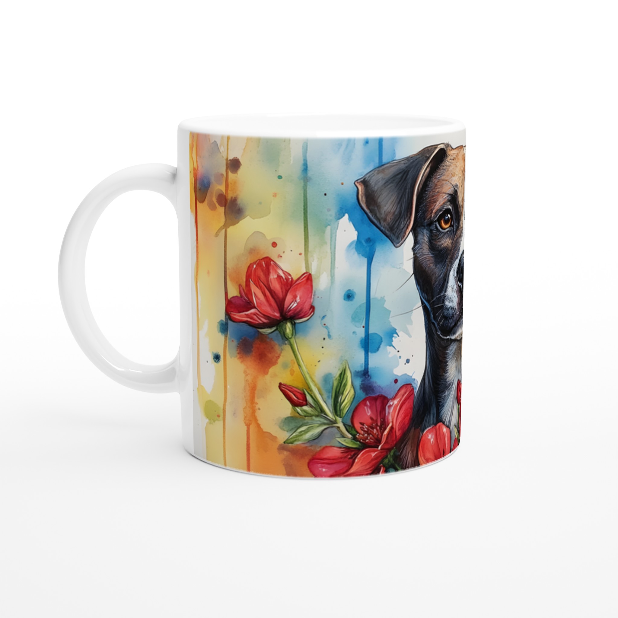 Vårälskande Hund Mugg – Konstnärlig Akvarelldesign för Kaffe & Te i Flera Färger 1 9558edb9-8c20-43c2-b60f-6b8a4ca635e3