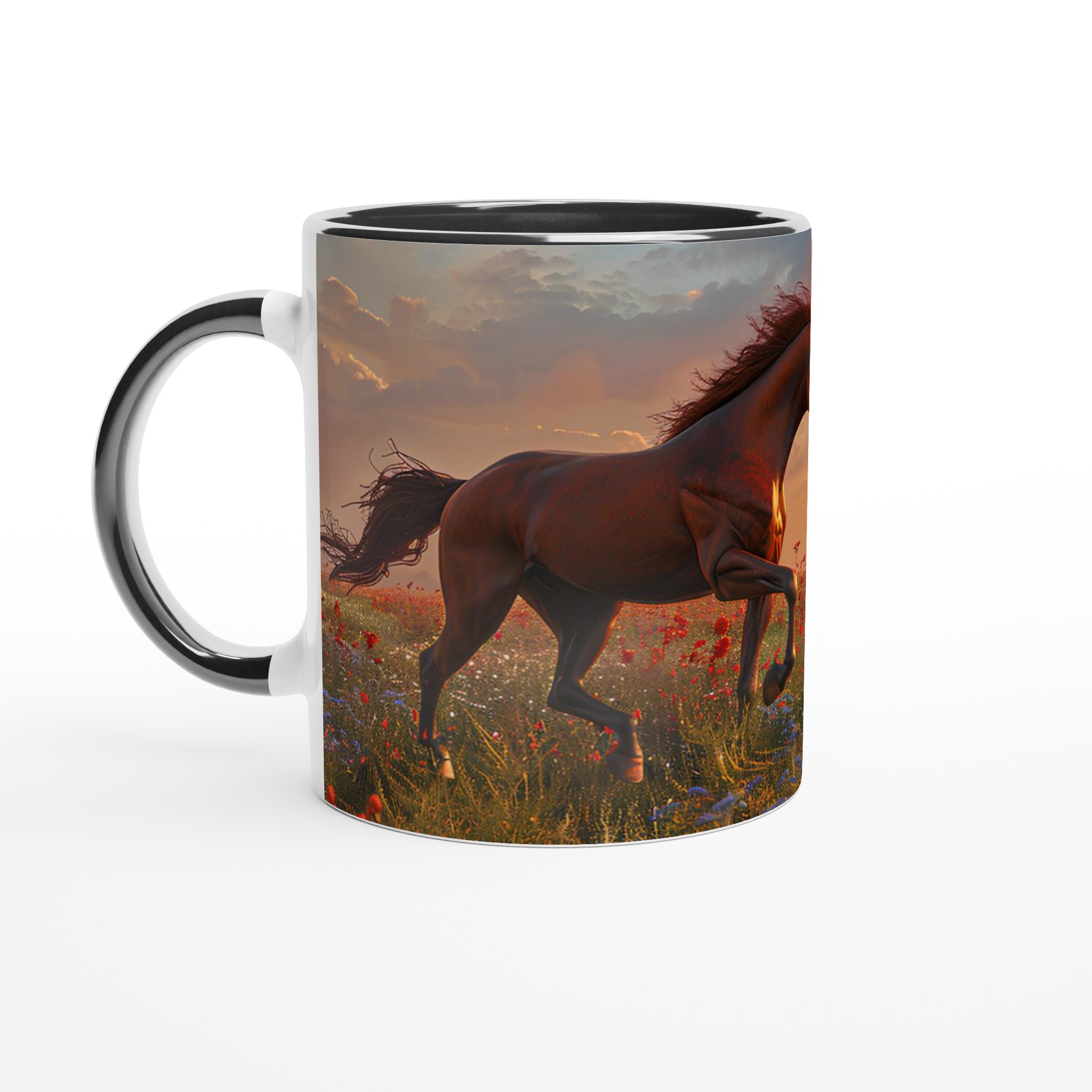 Majestätisk Brun Häst i Vild Blomsteräng – 11oz Keramisk Mugg för Naturälskare 7 95a937d1-9654-4fb3-a977-c9c3976141a7