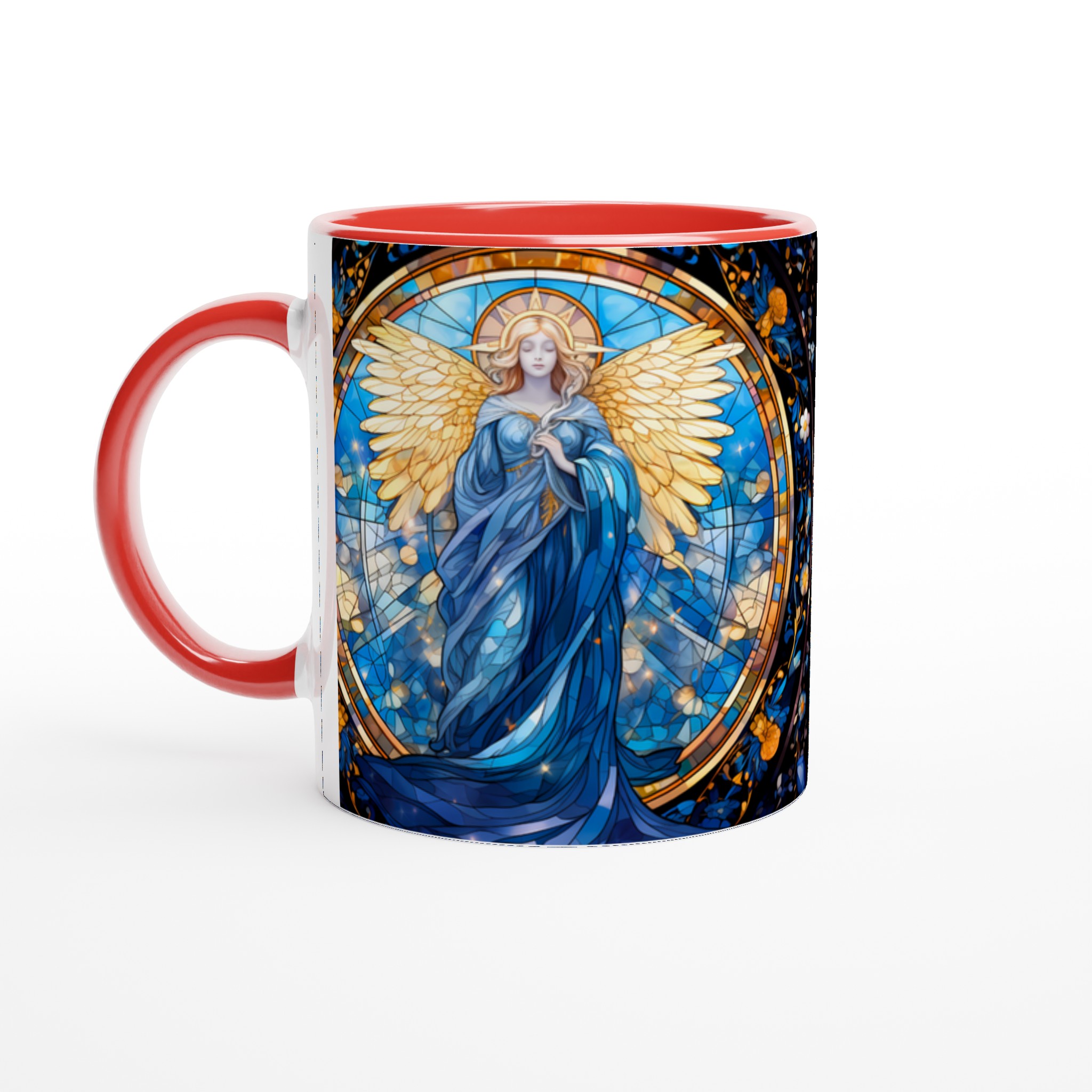 Ängel i Blått - Fönster Mugg: 11oz Keramisk Kaffekopp med Sakral Konst 2 95fa54d0-3c08-409d-add8-cae4b7b2243a