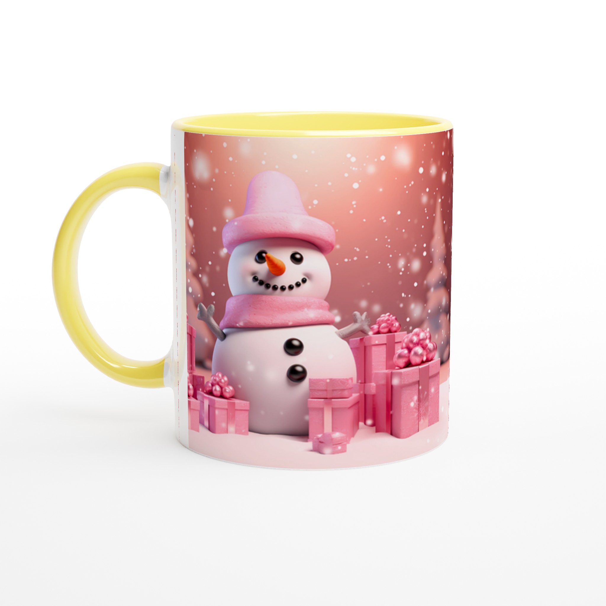 Mysig Vintermugg: Rosa Snögubbe & Presenter – 11oz Keramikmugg för Julglädje och Färgstarka Tryck! 5 961a8460-e408-47b0-81d5-1b73e81d0ff4