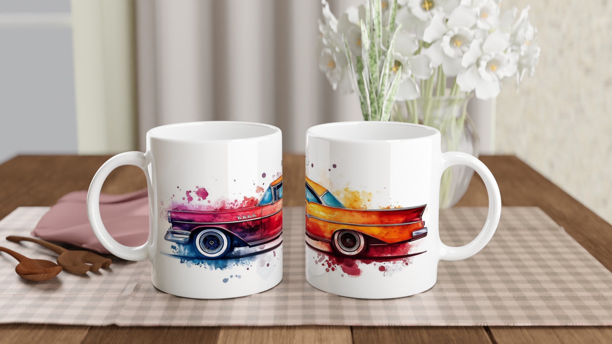 Klassisk Bil i Akvarell – 11oz Keramikmugg: Konstfull Design för Kaffeälskaren i Valfri Färg! 10 9677f889-70cb-478a-9a0f-e9227d4ccc32