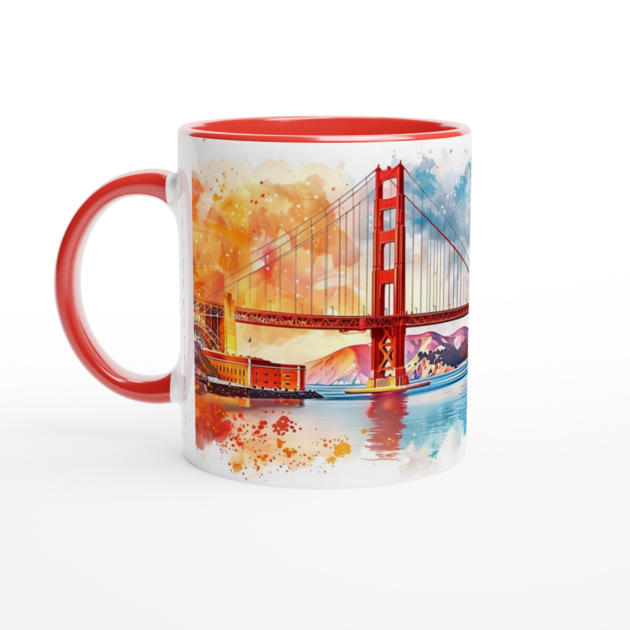 Golden Gate Bridge Akvarellmugg – Konstnärlig 11oz Keramisk Mugg i Väljbar Färg 2 96bcdcd1-a828-4272-83d1-b447ab42cb5e