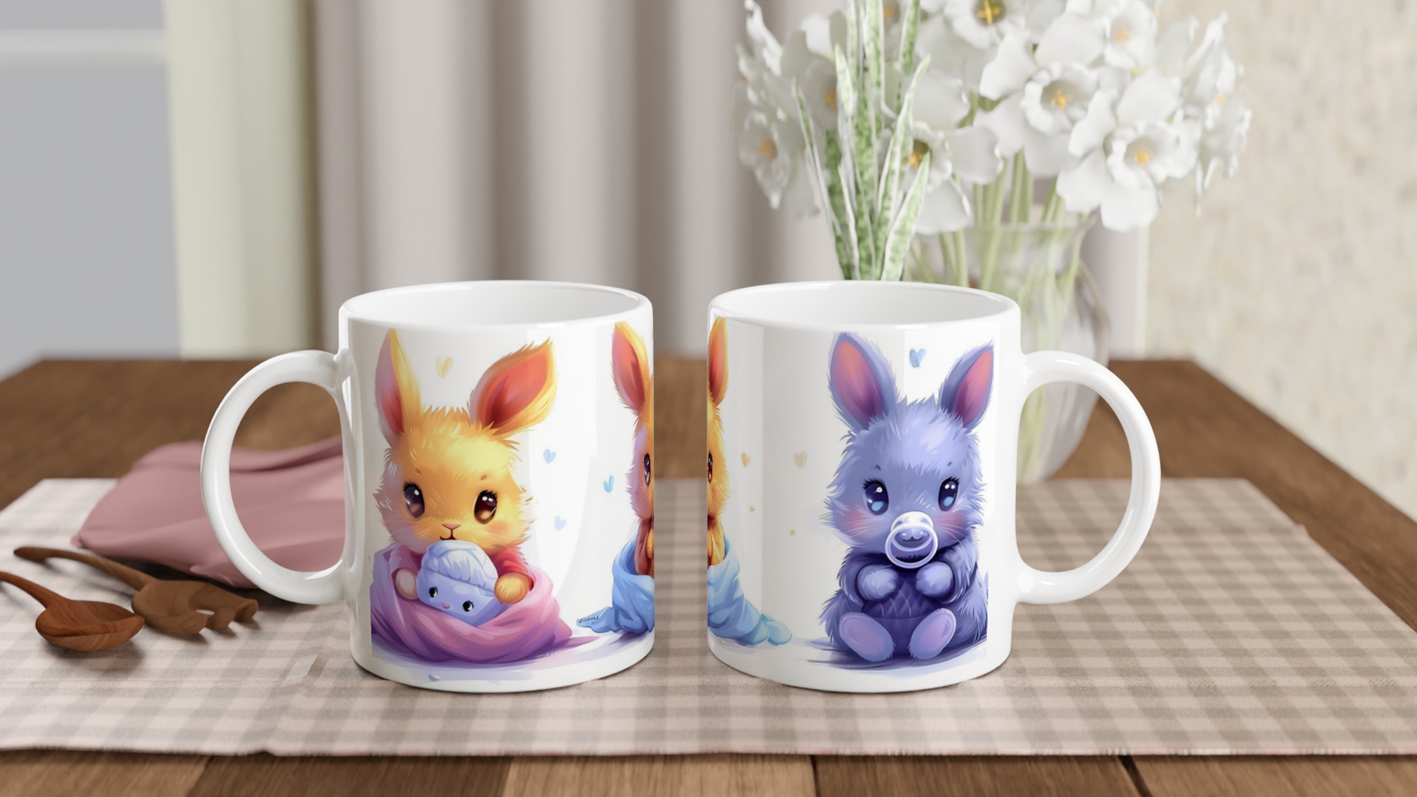 Söta kaninungar keramikmugg – personlig design i sju färger, 11oz 10 9801c6cc-a5d6-431b-9297-d5bf030cb354