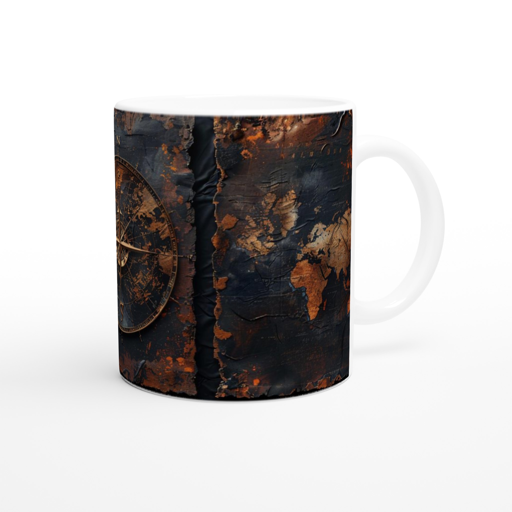 Vit 11oz keramisk mugg med vintage världskarta-design – välj bland sju klassiska färger 9 98b9aa48-974e-4c6a-921a-f0dca3741546