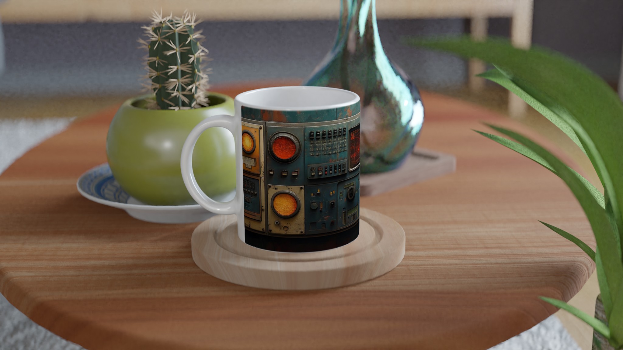Retro Futurism Kontrollpanel Keramisk Mugg - Vintage Sci-Fi Design i 7 Färger 9 9903f880-9205-4a6a-8658-8f2e9ec89957