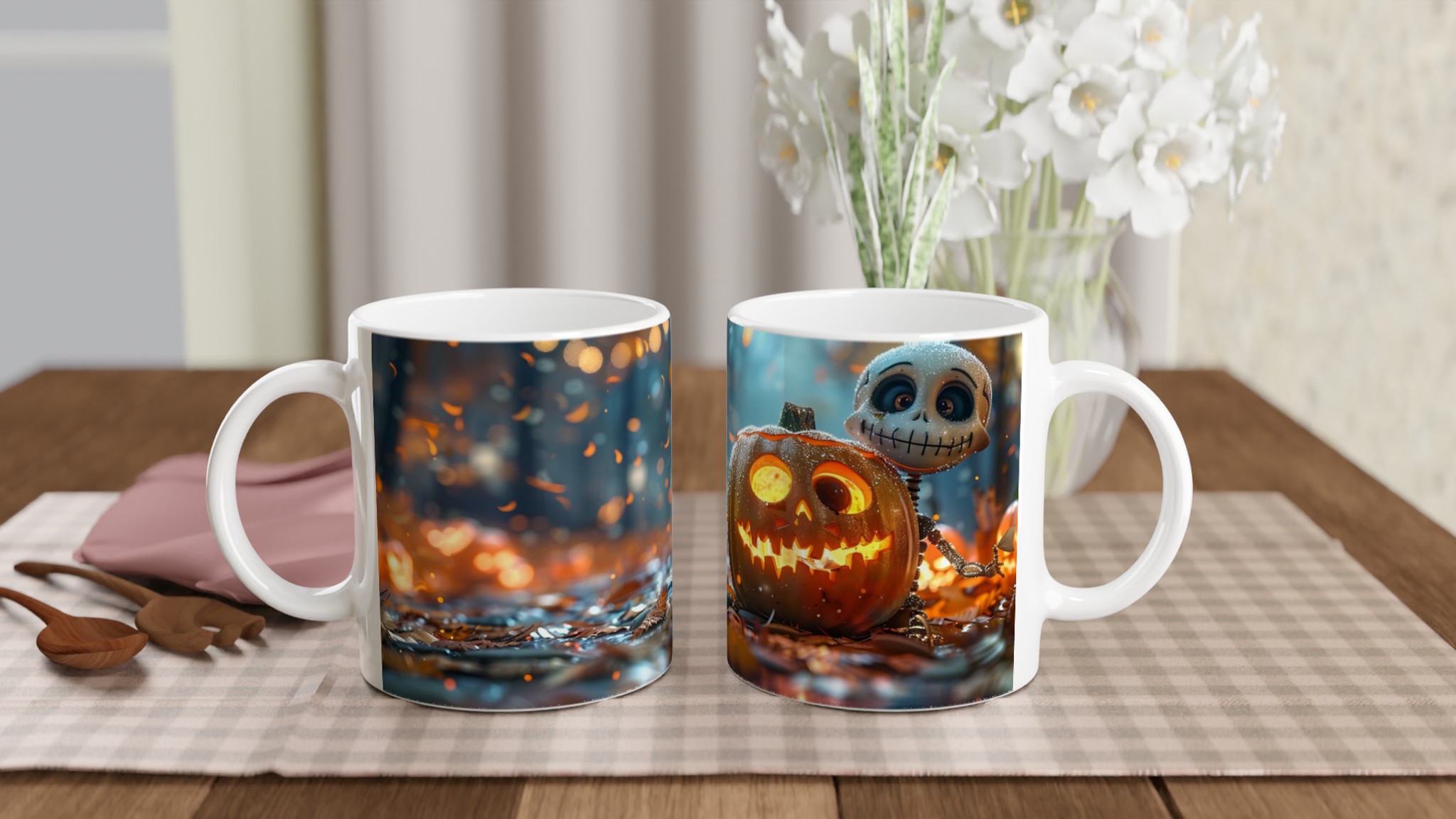 Kusligt Söt Halloween Mugg – Jack-o'-lantern & Skelett Kompis, Välj din Färg! 10 9976a0f6-1c68-4734-86cc-63508c95ef42