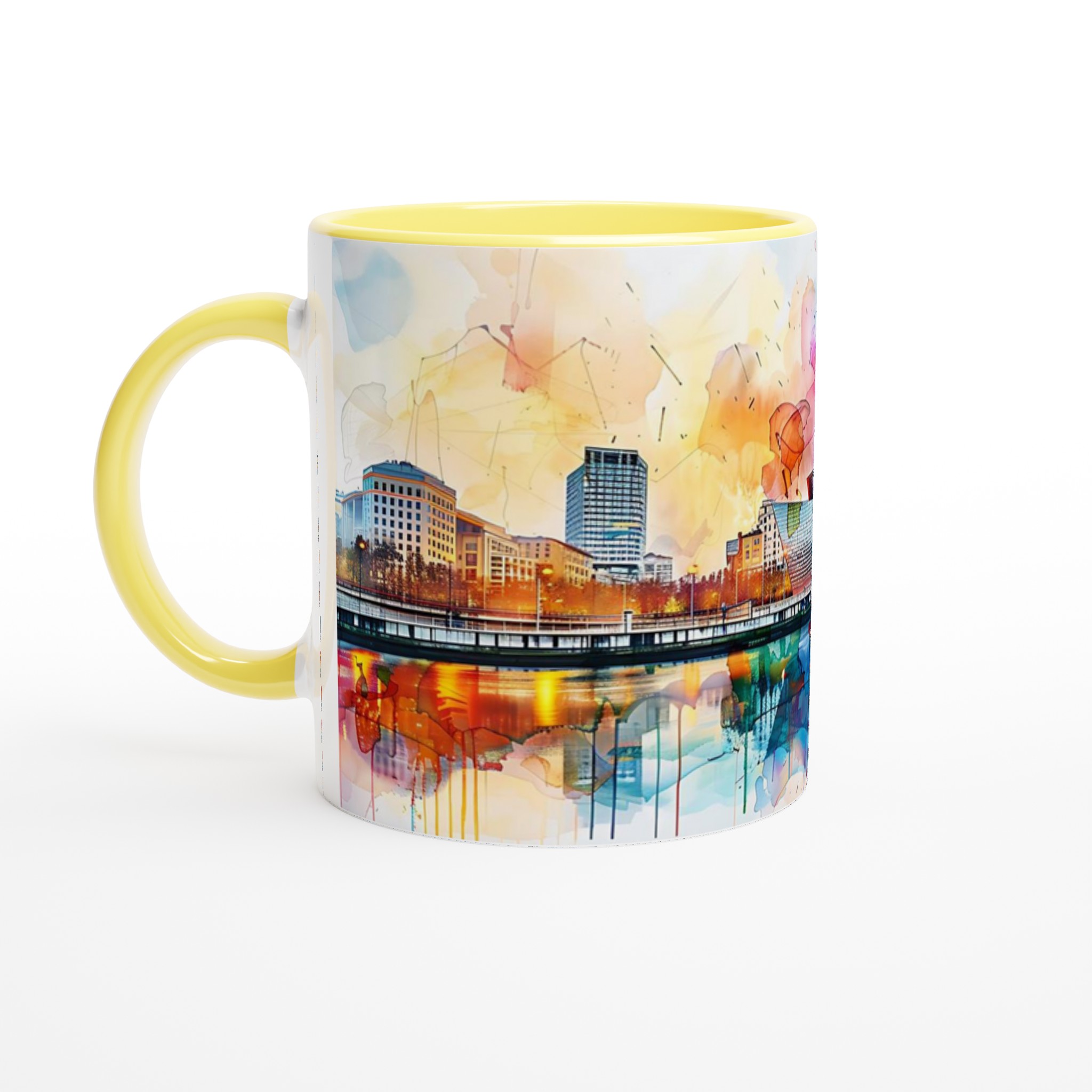 Abstrakt Stadsbild Akvarell Mugg – Färgstark Keramikmugg 11oz 5 99890ed3-a910-435d-baa1-6c27a3d05753