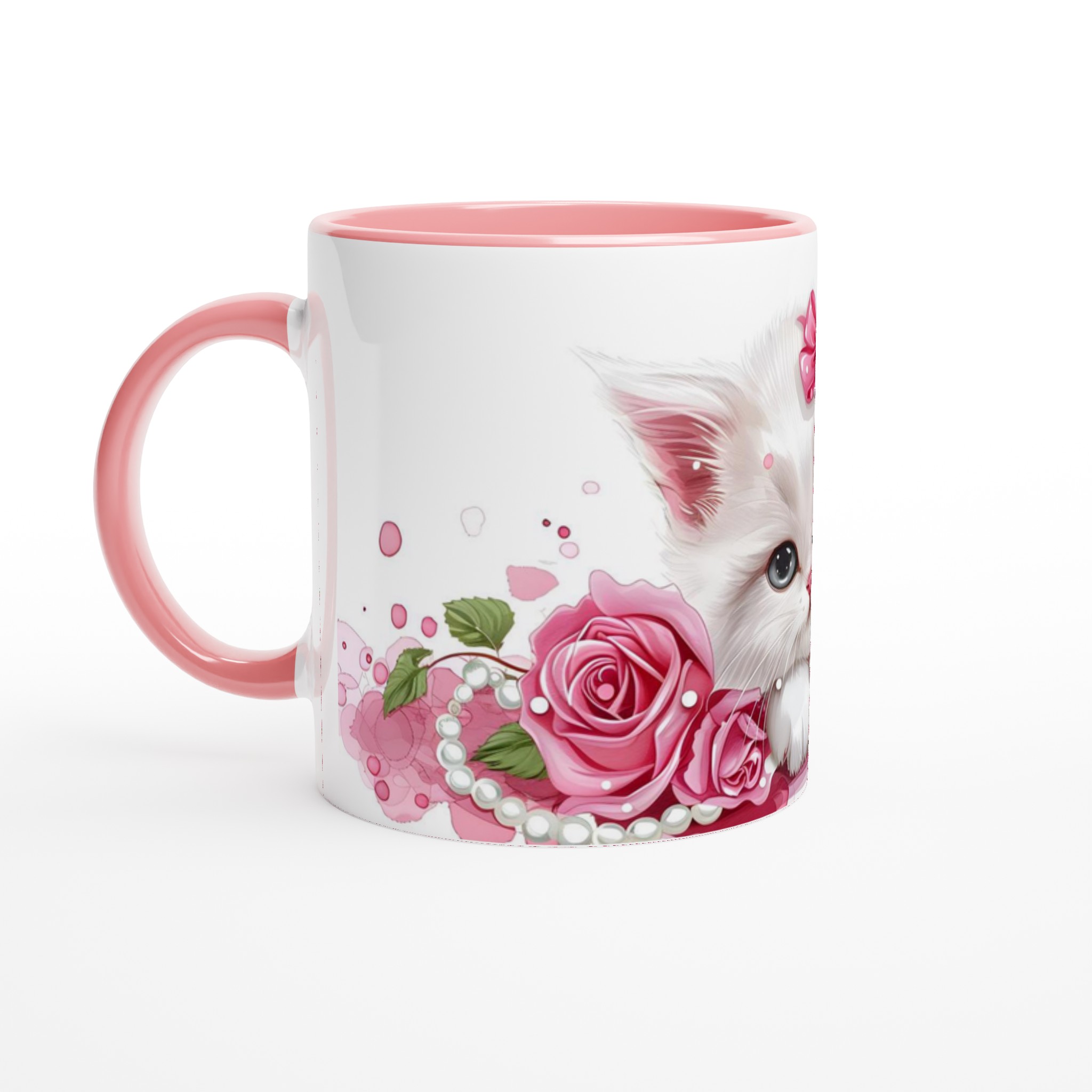 Söt kattunge och rosa rosor 11oz keramikmugg – Perfekt present för kattälskare 6 99ca8d5e-d5e8-49ab-baec-2eb802d604bb