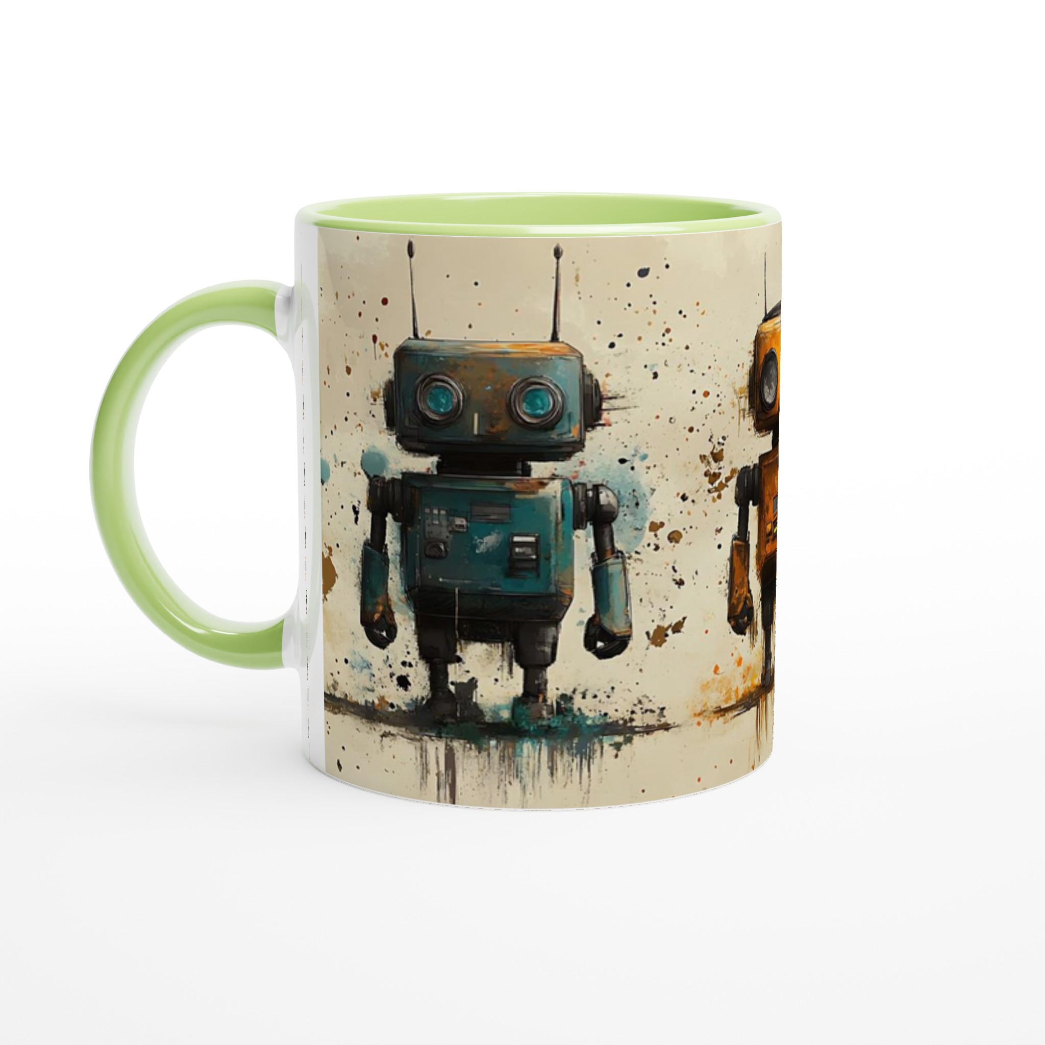 Retro Robot Art Mugg – Kreativ Splash Design Keramikmugg i 7 Färgval 7 9a0f4683-f787-4fd9-945f-9ed6a5b93717