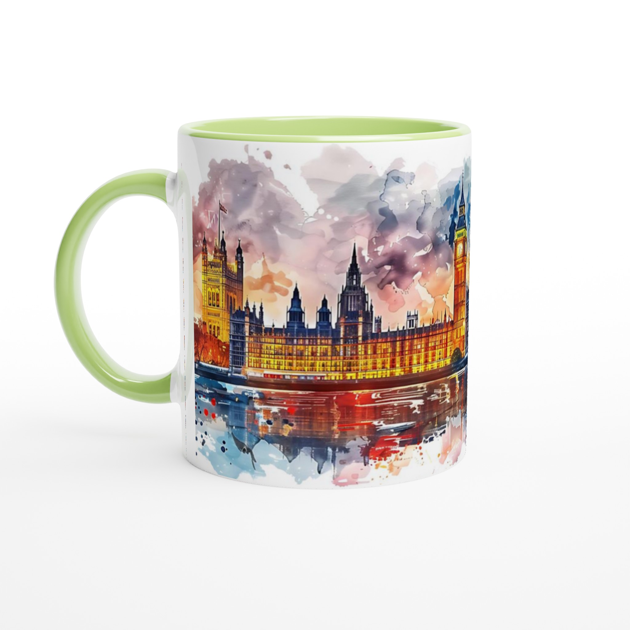 London Skyline Akvarellmugg – Konstnärlig Siluett & Levande Färger, Välj din favoritfärg! 3 9a2e8cb9-819a-4c48-aadc-ef4f53b80cdf