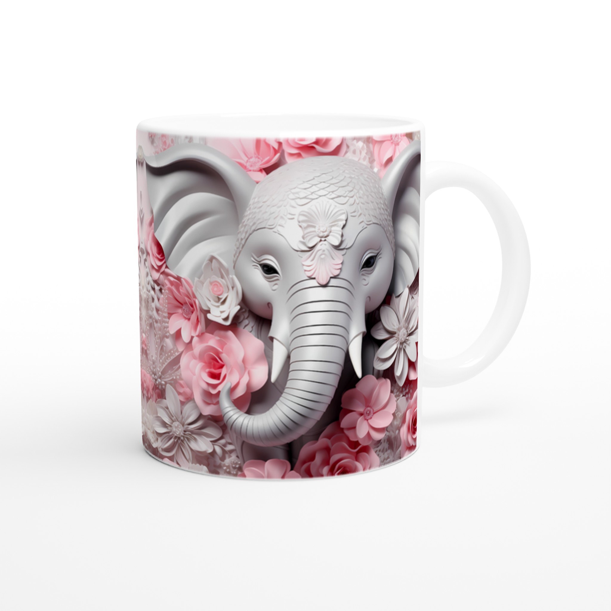Elefant & Rosor 11oz Keramisk Mugg – Drömmer i Rosa & Vitt, Välj Din Färg! 10 9a9b9028-ee99-45cf-a70e-6d833bb30b19