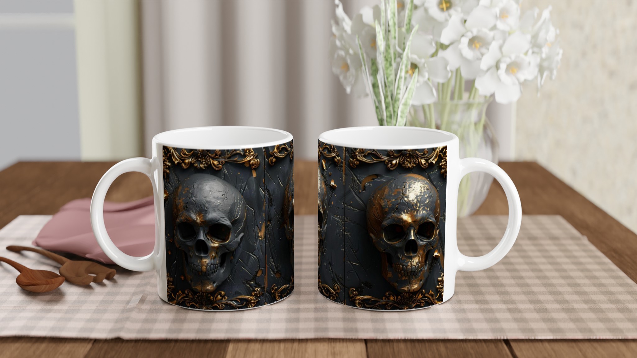 Guld & Kol Gotisk Mugg – 11oz Keramikmugg med Skallemotiv för Edge och Elegans 10 9aef73f5-1b82-4fcd-a67e-96862cd6b27d