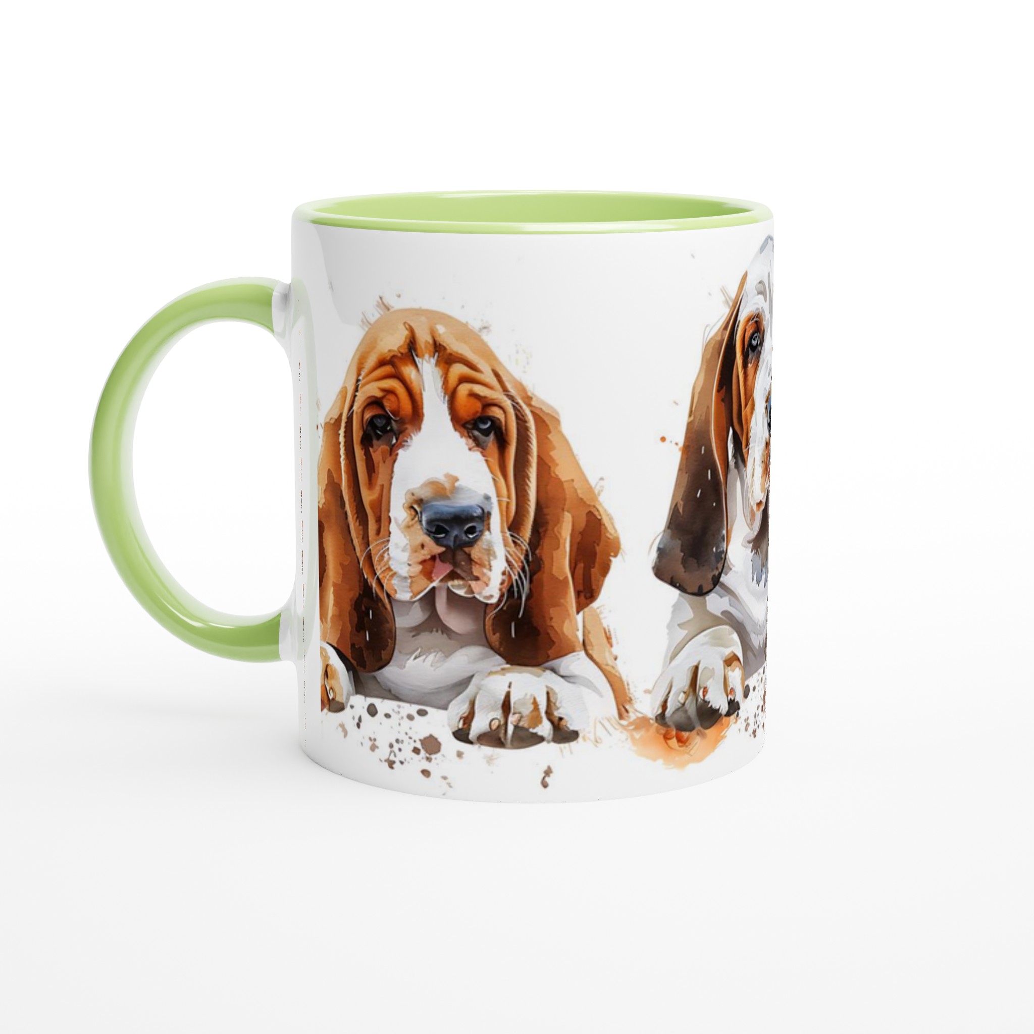 Basset Hound Valp Akvarell Mugg – Vit 11oz Keramikmugg i ditt val av 7 färger 6 9bce55df-248c-4948-8791-e0a7f9d03ccc