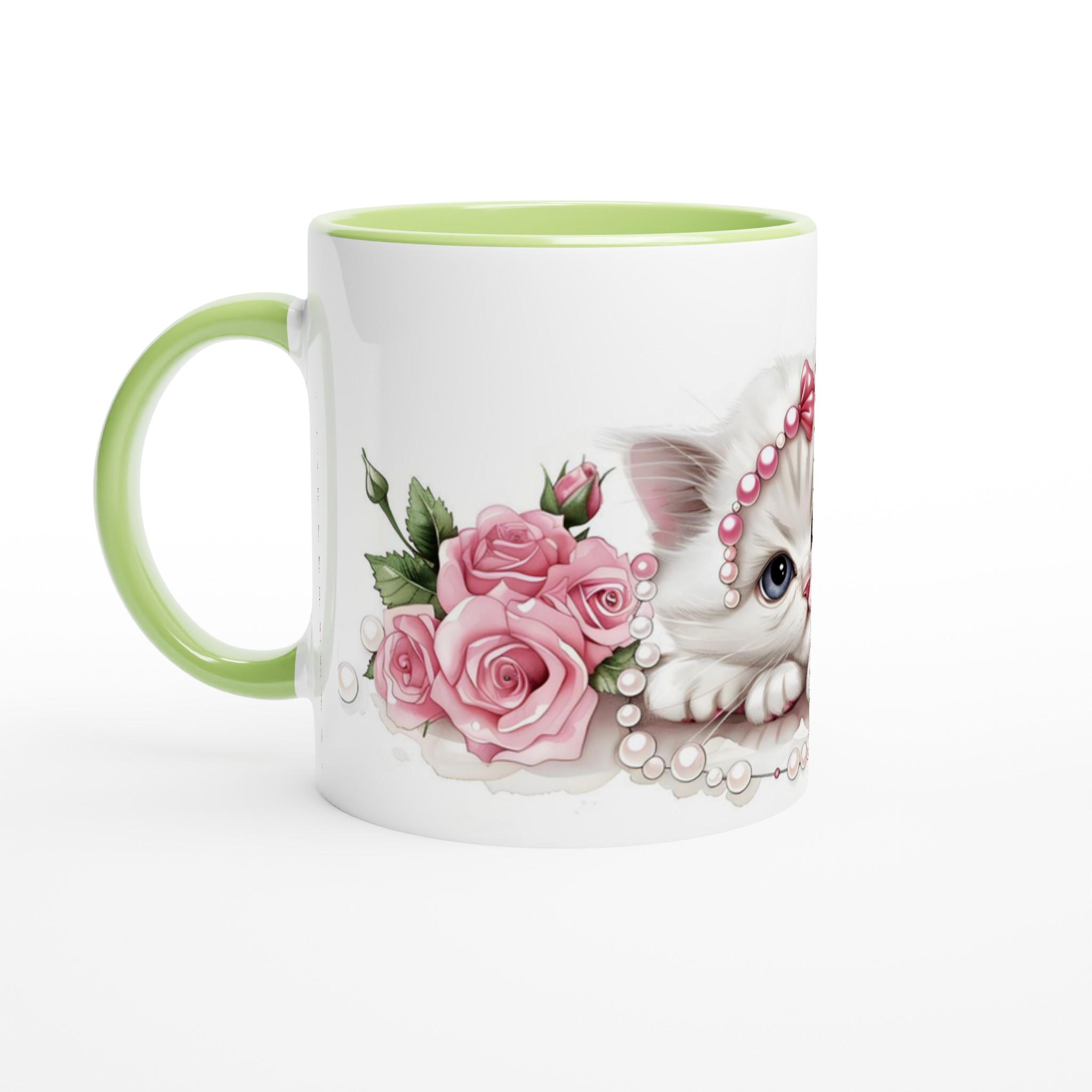 Söt kattunge och rosor 11oz keramisk mugg – charmig design för kaffeälskare i flera färger 3 9bece47f-10e5-4b76-b110-2cf71c585fd8