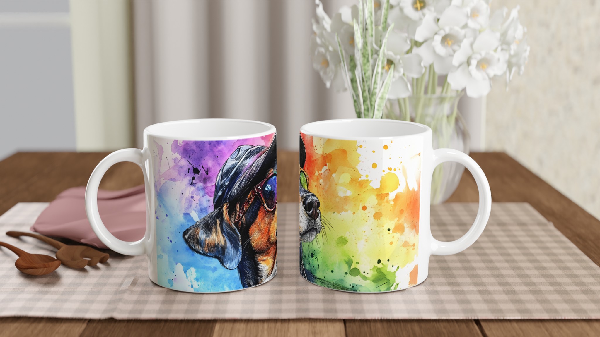 Cool Dog Watercolor Art Mugg – Färgstark 11oz Keramikmugg i ditt val av 7 nyanser 10 9c07e5b6-e3c2-43e3-9a3f-195351604e0b