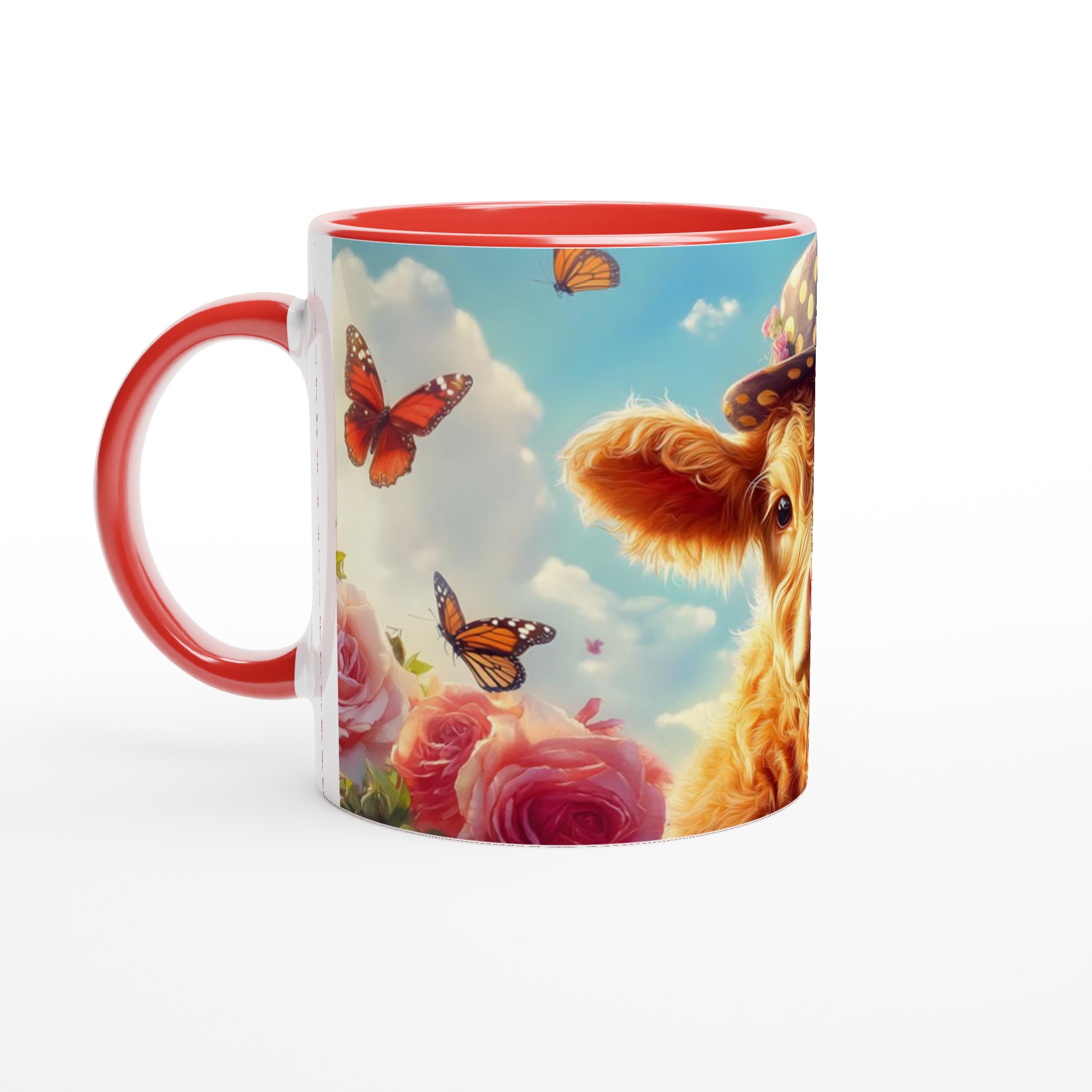 Chic Kalvmugg: Söt Ko med Hatt & Rosor – 11 oz Keramisk Kaffemugg i Valfri Färg 2 9c65bab9-dbc3-48a3-a257-10d8d959da29