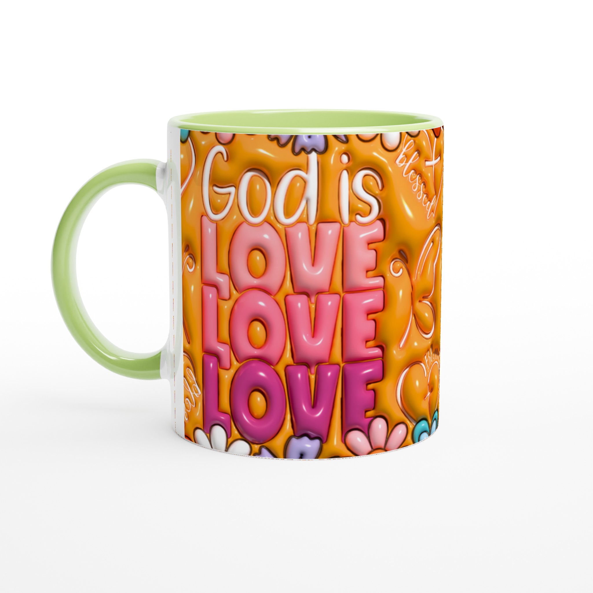 God Is Love & Blessed Ceramic Mugg – 11 oz i livfulla färger 3 9c69f3e1-57be-428b-98aa-9cd0bc019890
