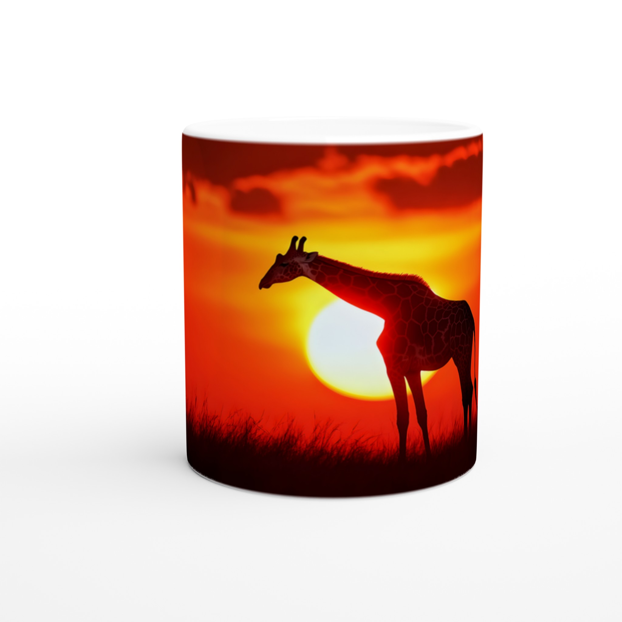Giraffe Solnedgång Mugg – 11oz Keramisk Kaffemugg i Olika Färger 8 9c8e0c37-affb-4eef-a2d9-63a4c9956606