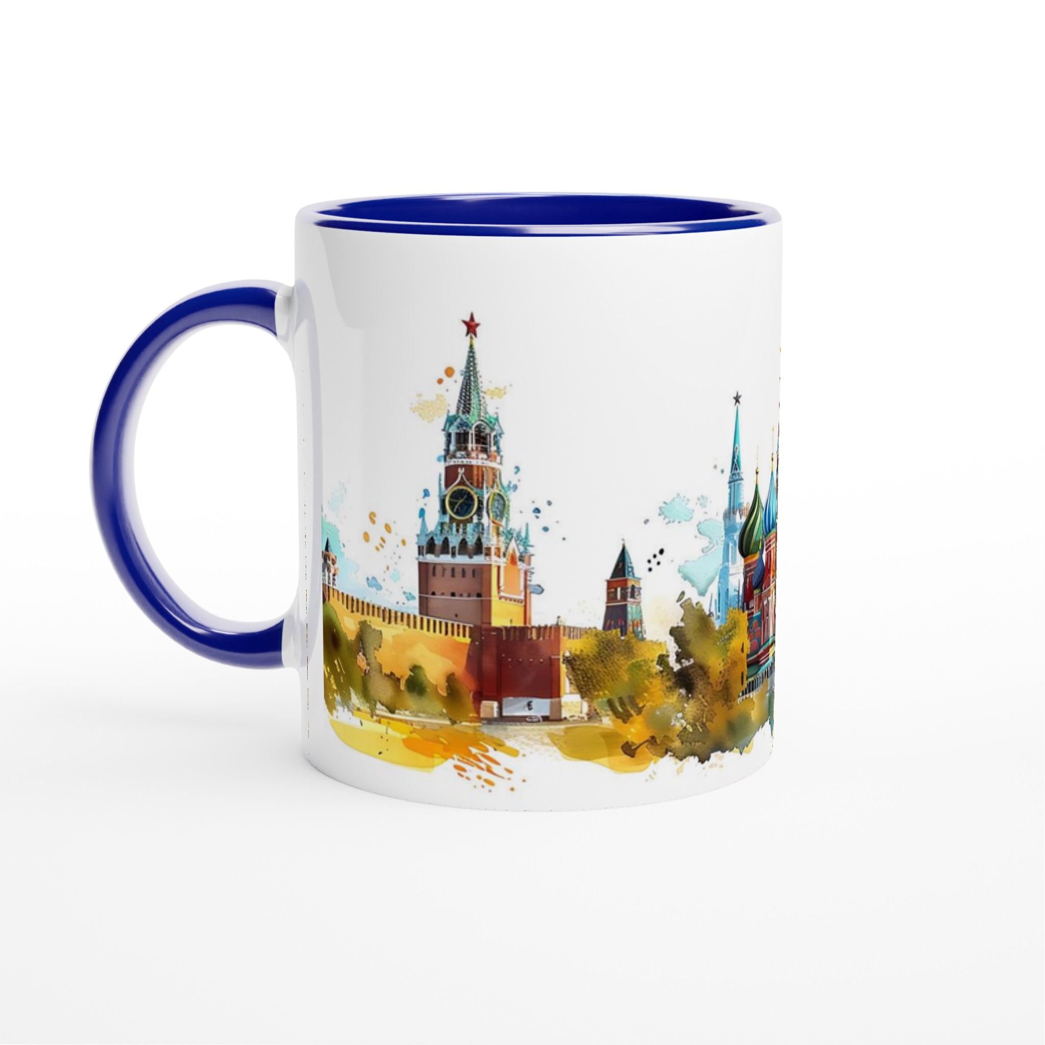 Historisk Skönhet: 11oz Keramikmugg med Akvarellkonst av Moskvas Kreml & Vasilijkatedralen 4 9ca24446-ba64-41d7-808c-c3aa9efb8645