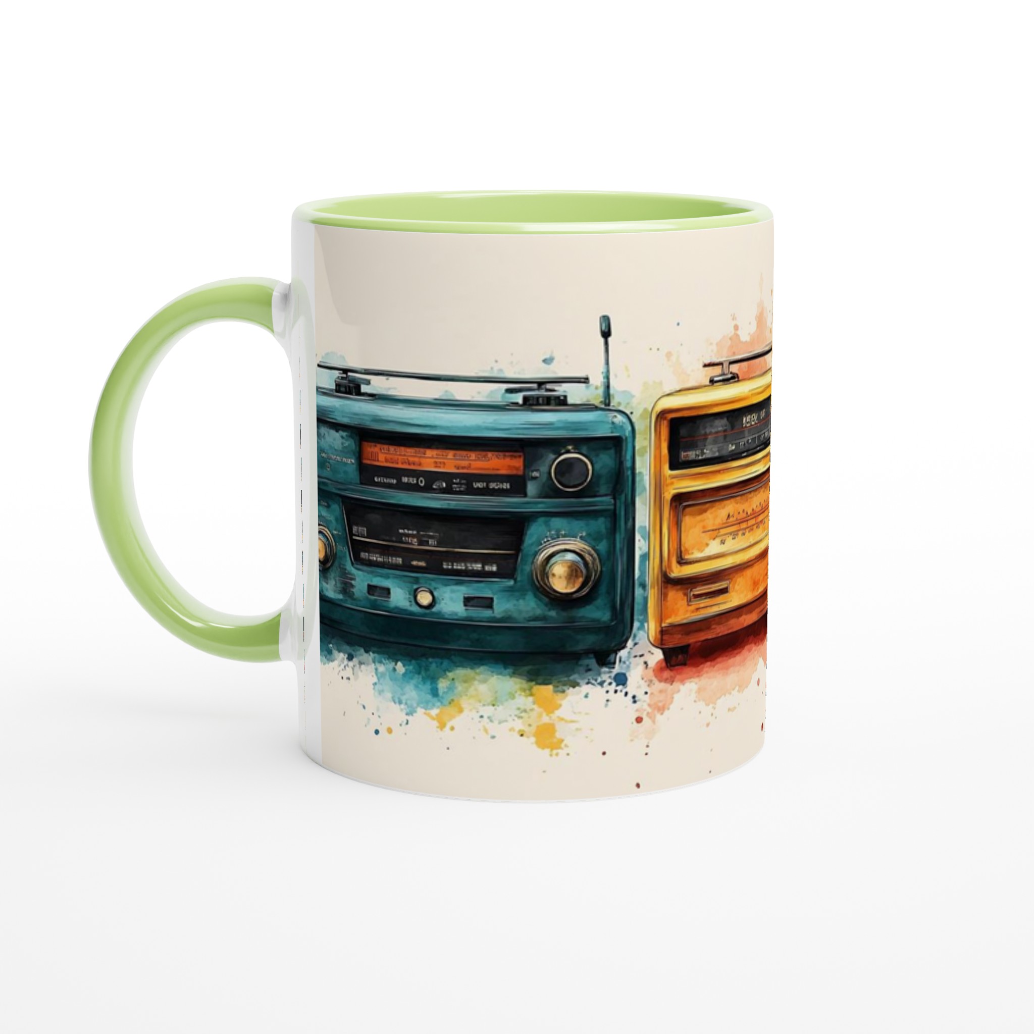 Retro Radios Akvarellmugg – 11oz Keramisk Mugg i Valfri Färg för Musikälskaren 6 9cf054ea-11ae-4820-a463-6b9eec682d3b