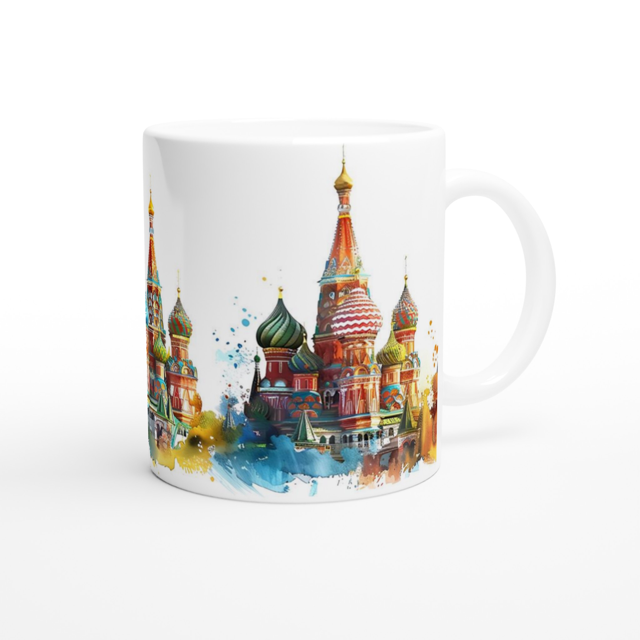 Historisk Skönhet: 11oz Keramikmugg med Akvarellkonst av Moskvas Kreml & Vasilijkatedralen 9 9daa3f3c-a22d-406b-baa0-85d64dffbaef