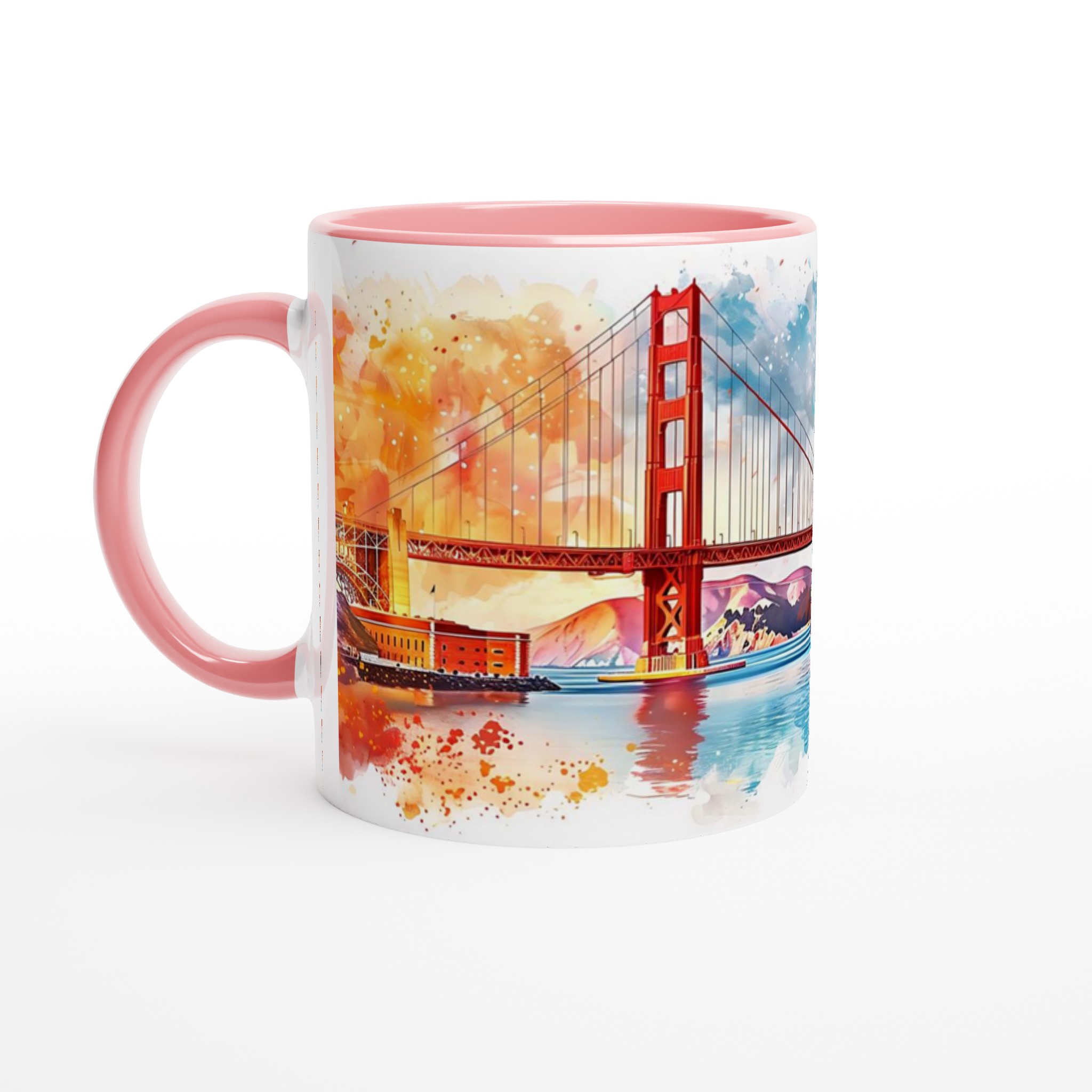 Golden Gate Bridge Akvarellmugg – Konstnärlig 11oz Keramisk Mugg i Väljbar Färg 6 9dabc534-b53b-4d34-ba46-64700dda2c90