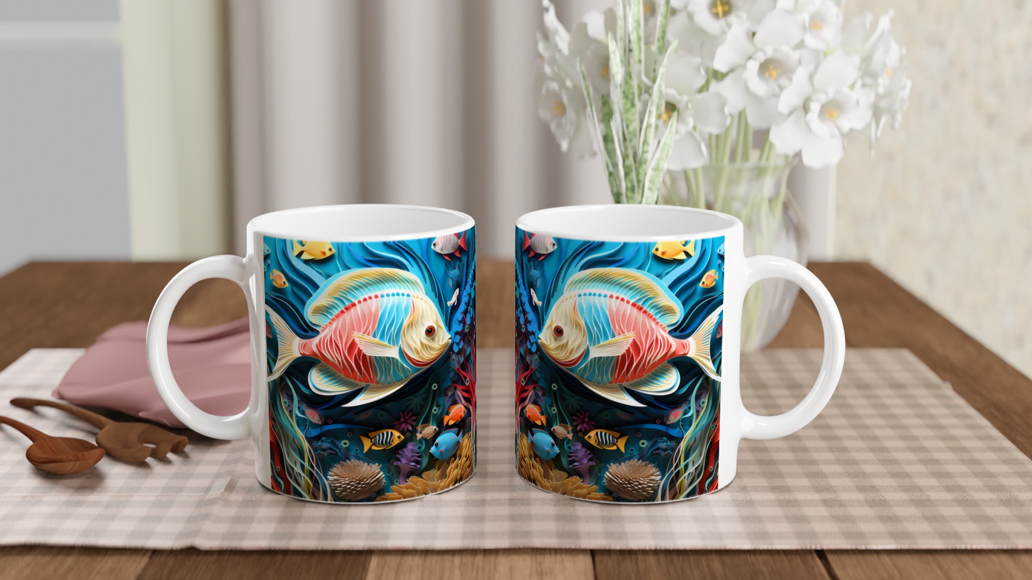 Tropisk Livfullhet: 11oz Keramikmugg med Marint Papperskonsttryck – Välj din Färg för en Unik Kaffeupplevelse 10 9ed7061c-dd11-40cc-8b37-727530ca83d9