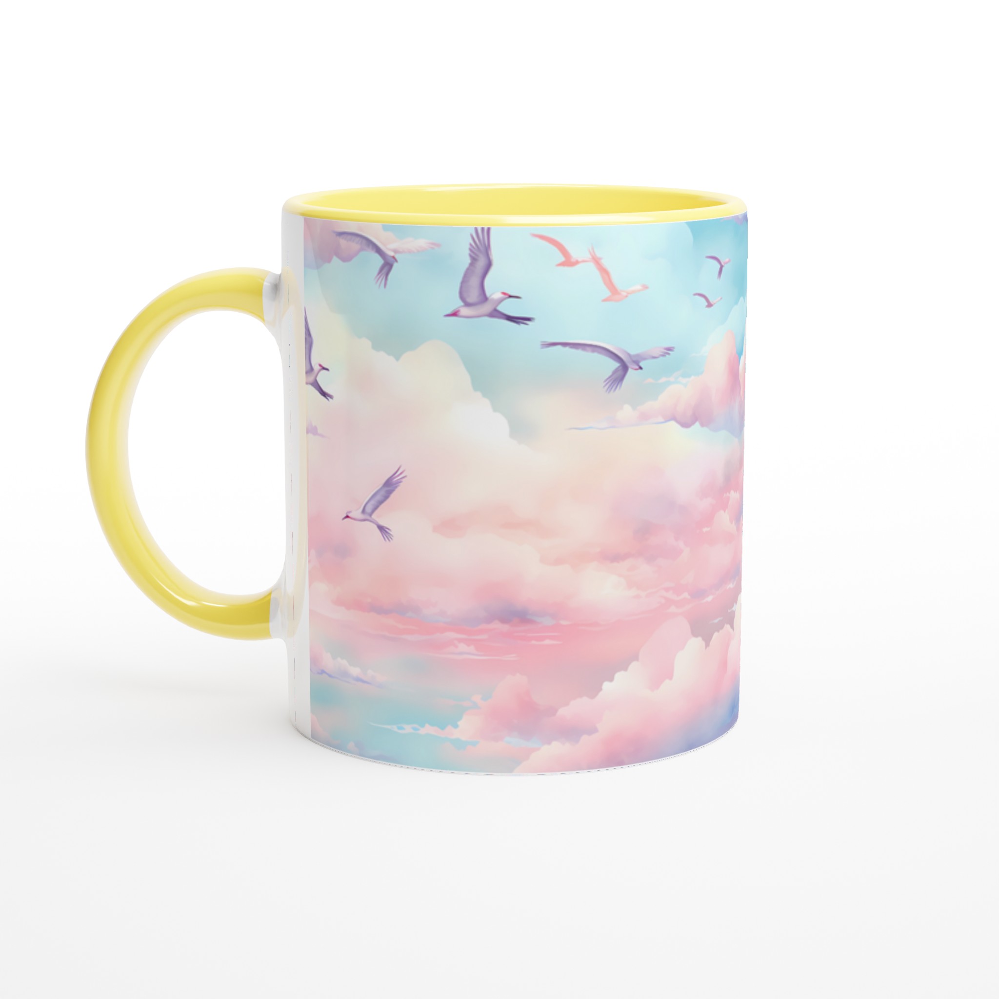Magisk Himmel Kaffemugg - 11oz Keramisk Mugg med Drömska Moln & Flygande Fåglar i Pastelltoner 5 9f71224a-3fb2-471b-8aac-6de8f9e4de99