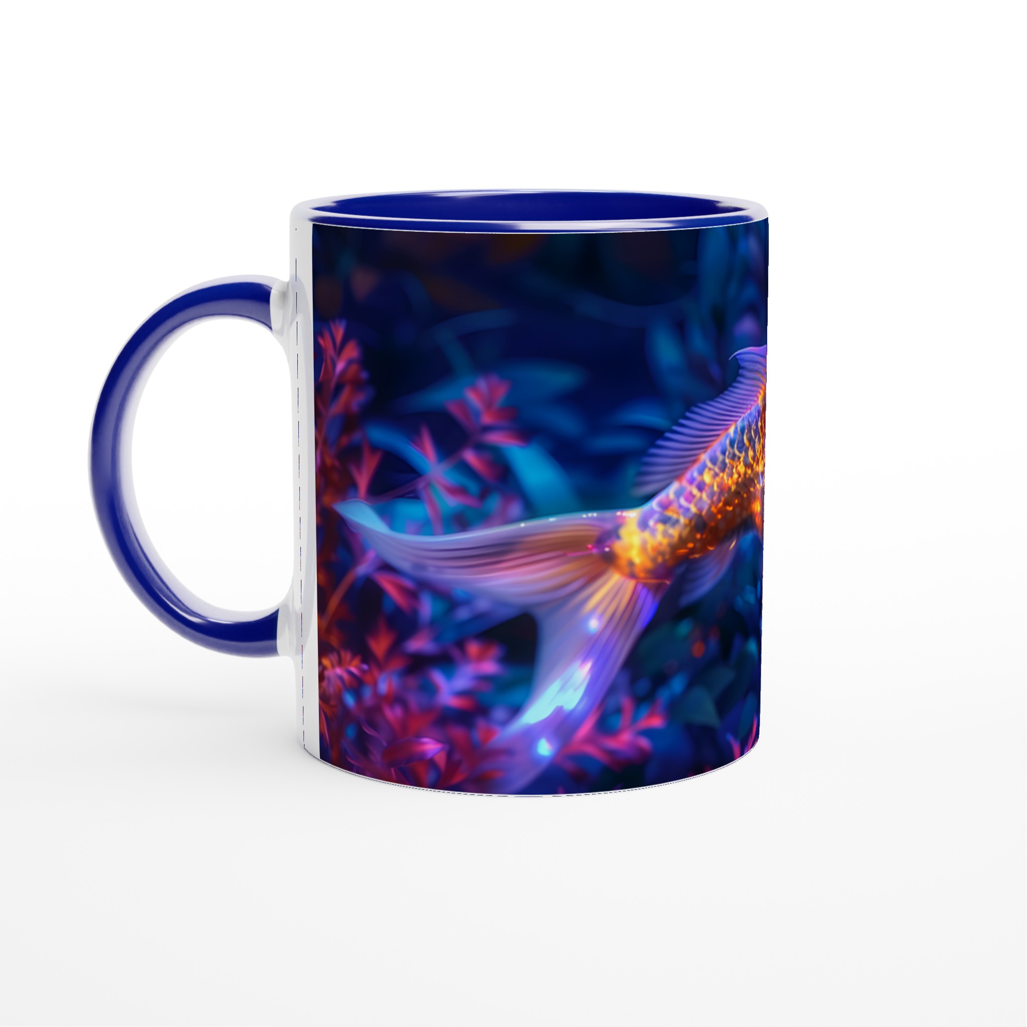 Neon Koi Fisken Mugg – 11 oz Keramikmugg i Hypnotiska Färger, Perfekt för Konstälskare & Färgstarka Tryck! 4 9f8f4690-3bf4-4046-bb9d-e1ef51ba153a