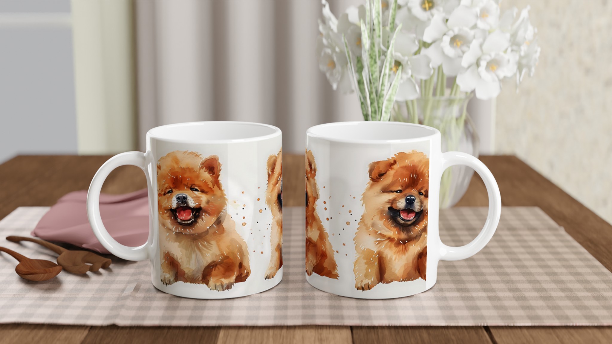 Glad Chow Chow Valp Keramisk Mugg – Charmigt Akvarellmotiv för Hundälskare, Välj Din Favoritfärg! 10 9f9779eb-82f8-4a80-93f0-99312893e469