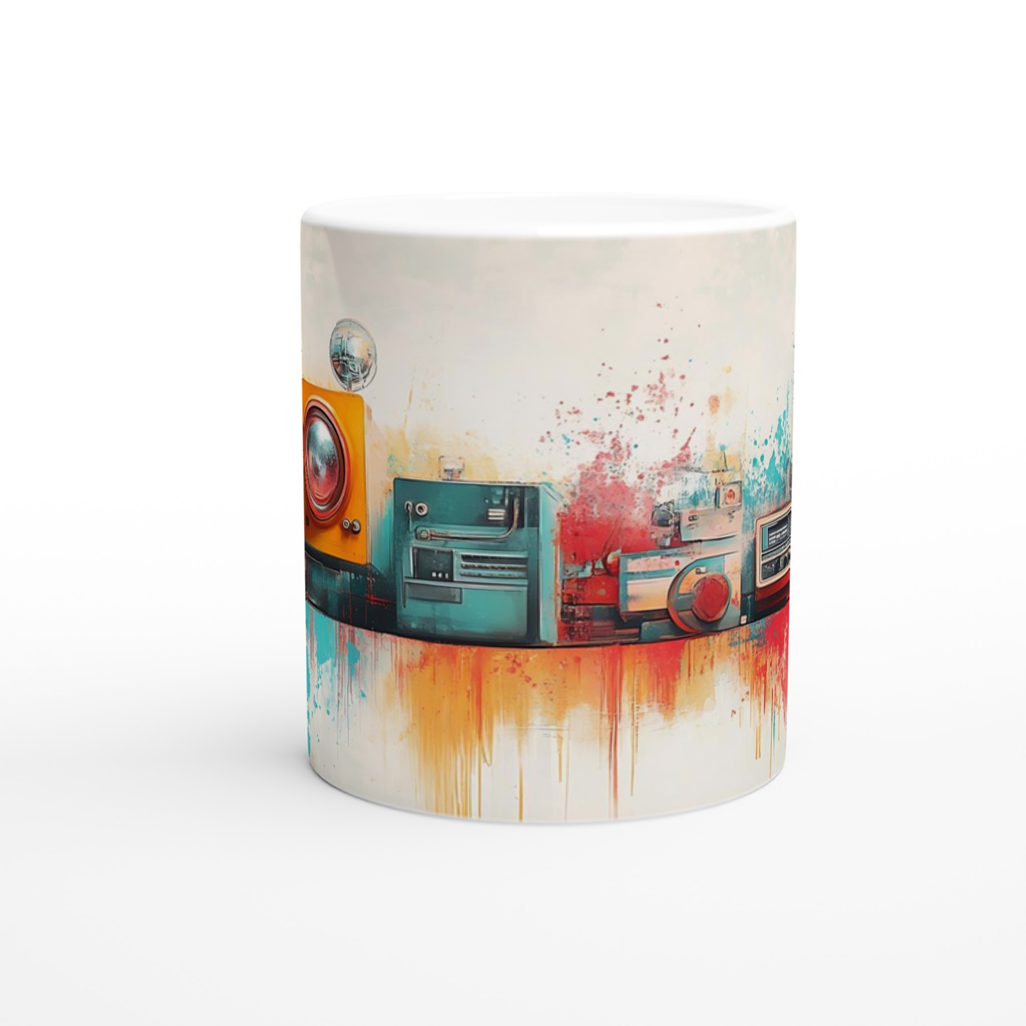 Retro Tech Fusion 11oz Keramisk Mugg – Konstnärligt Tryck & Färgstark Design 8 a027d452-5187-44d6-bd25-87a68cd0da9d