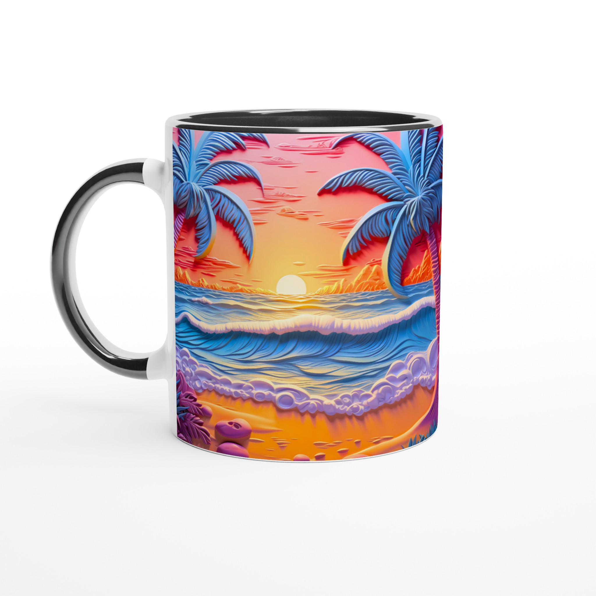 Tropisk Drömmugg – 11oz Keramikmugg med Pastell Palmstrand & Solnedgång 7 a04a79c8-3c69-4d09-a1f3-714de381f610
