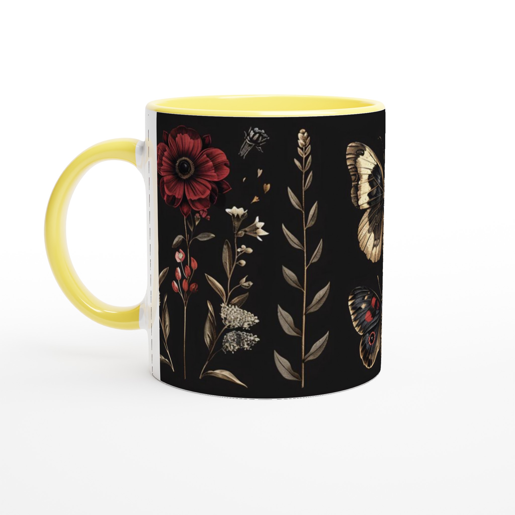 Förförisk Svart Keramikmugg med Mystiska Insekter och Röda Blommor 5 a053c037-973e-4589-9796-633ea2ad6ad6