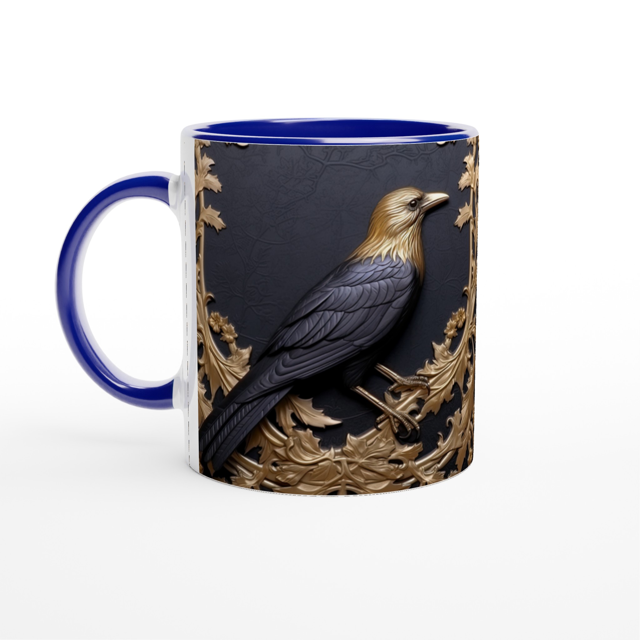 Elegant Vit 11oz keramisk mugg med konstnärligt fågelsmotiv och glansig finish 4 a06dc3f0-dea5-4b11-b7cc-90d18594bc54