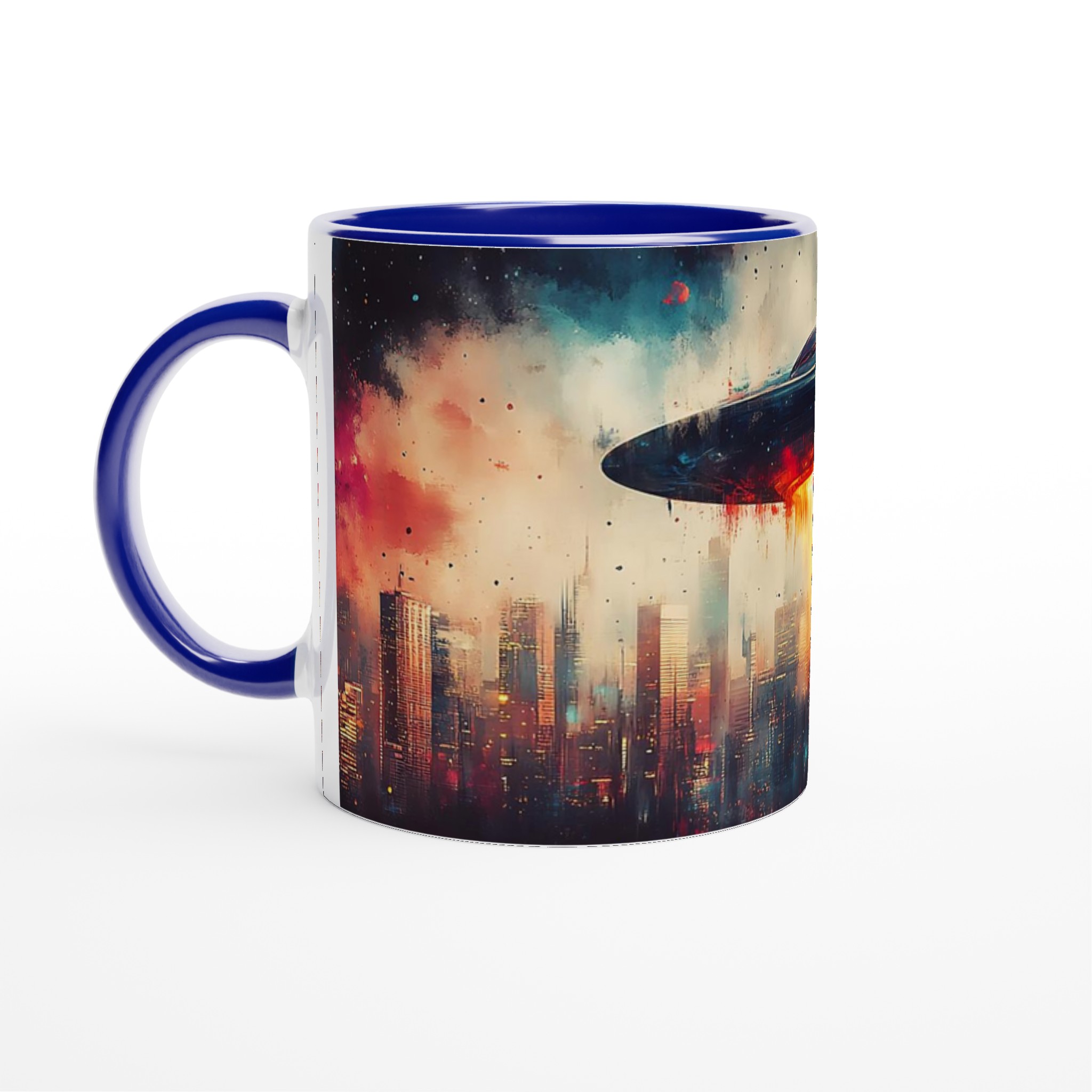 UFO Stadsinvasion Konst Mugg – Livfull Sci-Fi Design i Din Valfria Keramiska Färg 2 a0a9f6a7-f1c1-4ec4-914a-22696e70ba39