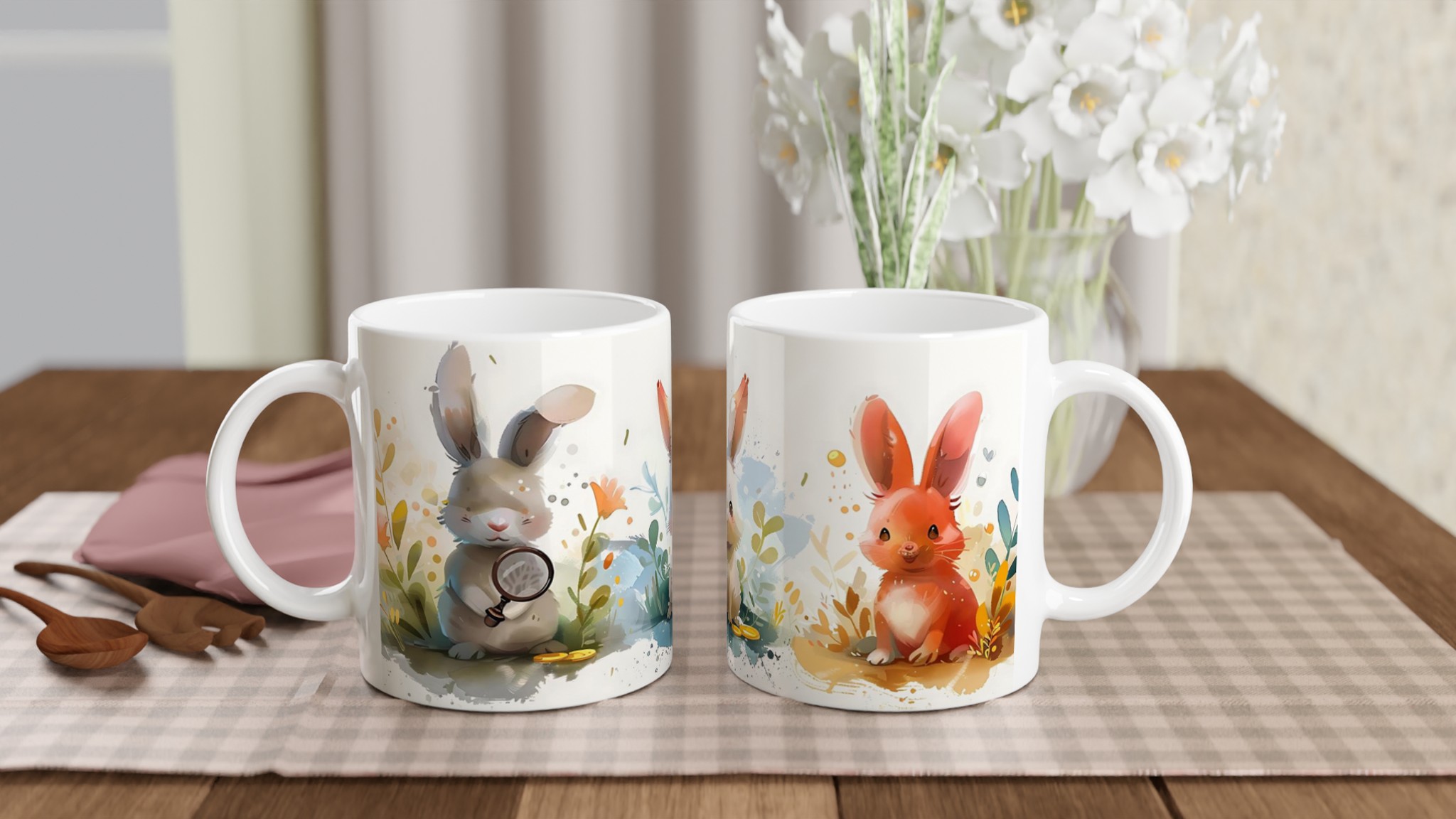 Söta Vattenfärgkaniner 11oz Keramisk Mugg – Välj bland 7 charmiga färger! 10 a0f8615f-04d9-4a07-9b5c-3b7fb3c664c6