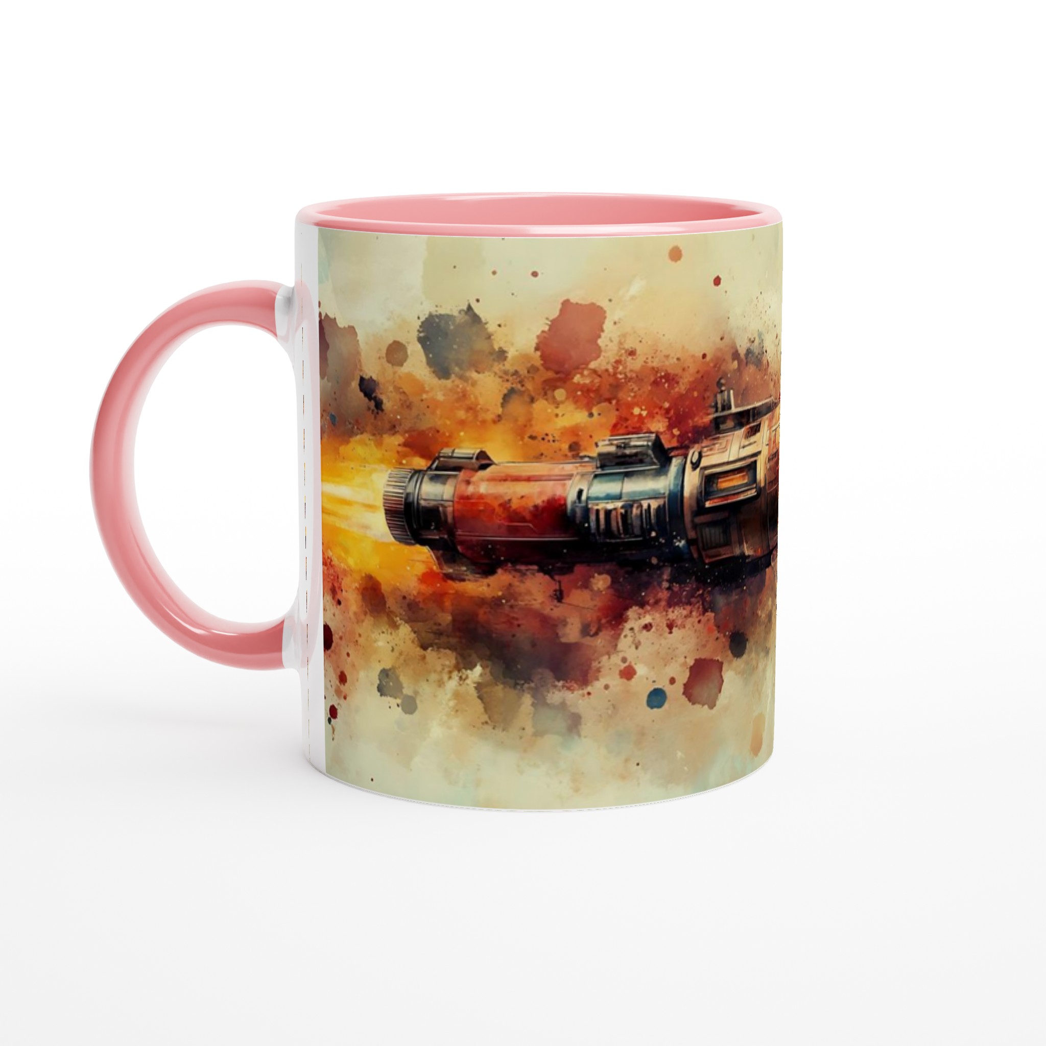 Kosmiskt äventyr kaffemugg – Färgstark akvarell rymdraket i din favoritfärg 4 a14fa842-e1de-4415-93d1-b464a0a2d175