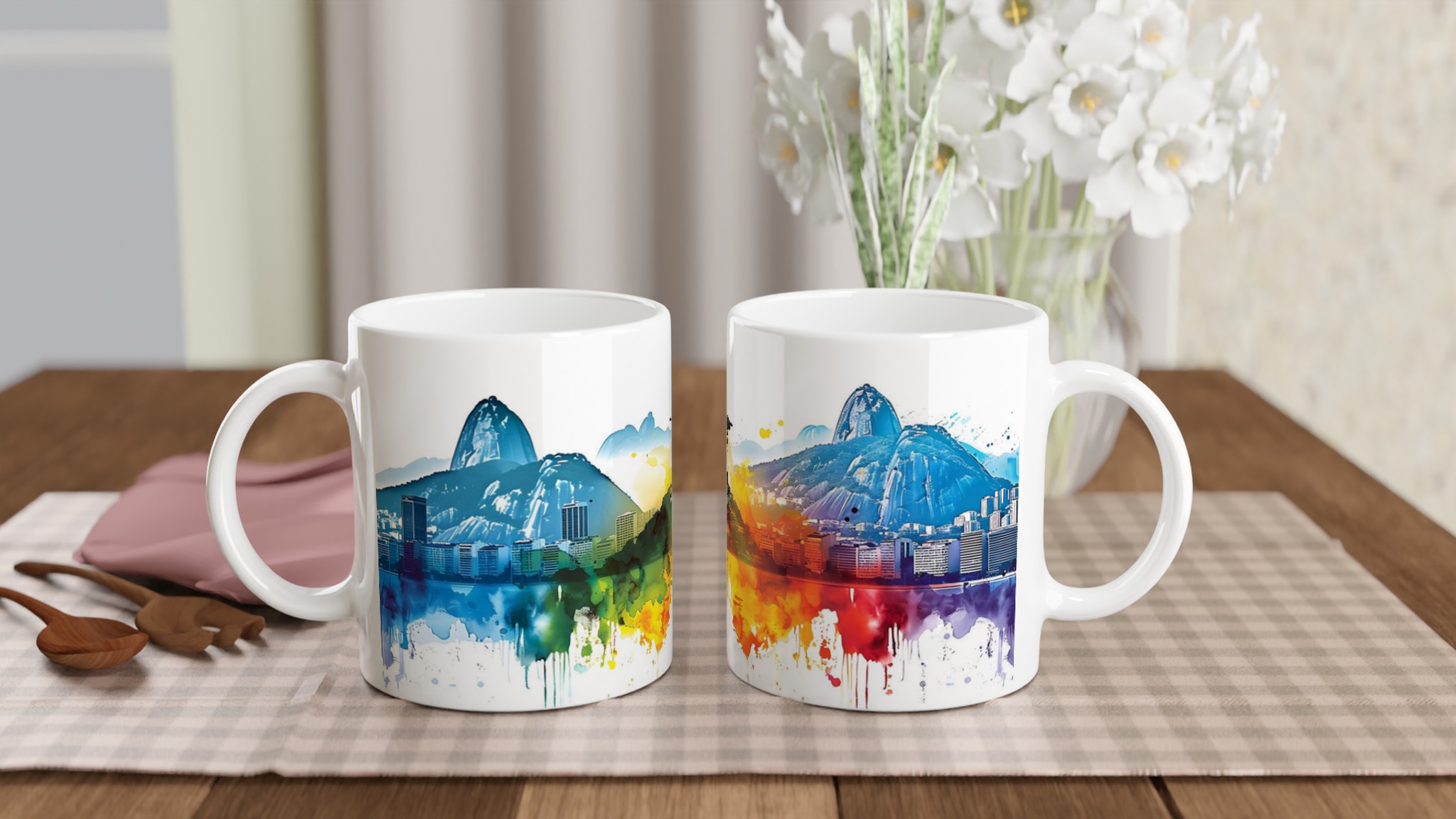 Rio De Janeiro Watercolor Cityscape Keramikmugg – En Färgexplosion för Din Kaffestund 10 a1547318-6d7c-45d7-b229-11ade10c764b