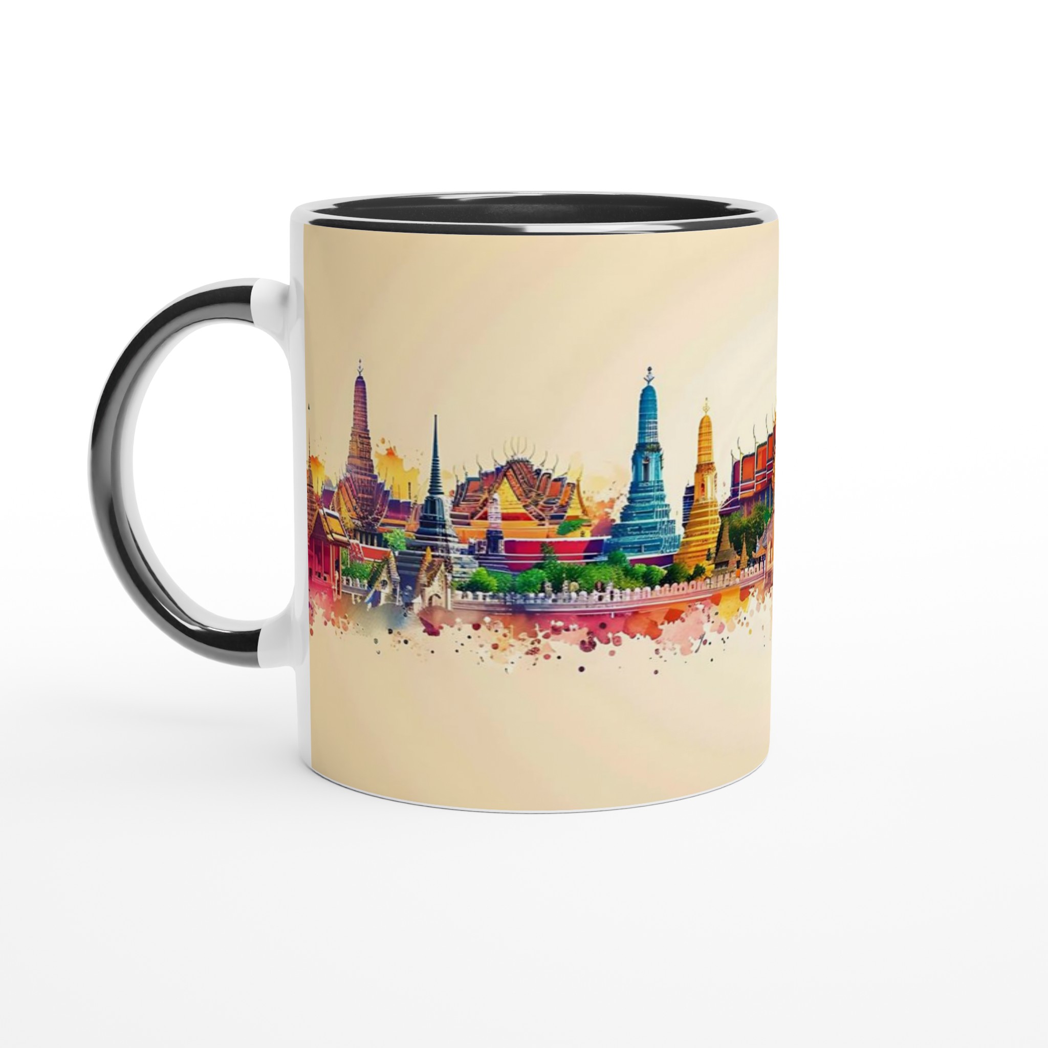 Bangkok Skyline Akvarell Mugg – Färgstark Keramikmugg, Välj bland 7 Livliga Färger 7 a1e95ff8-2f29-4be2-bcad-d21b6959dad5