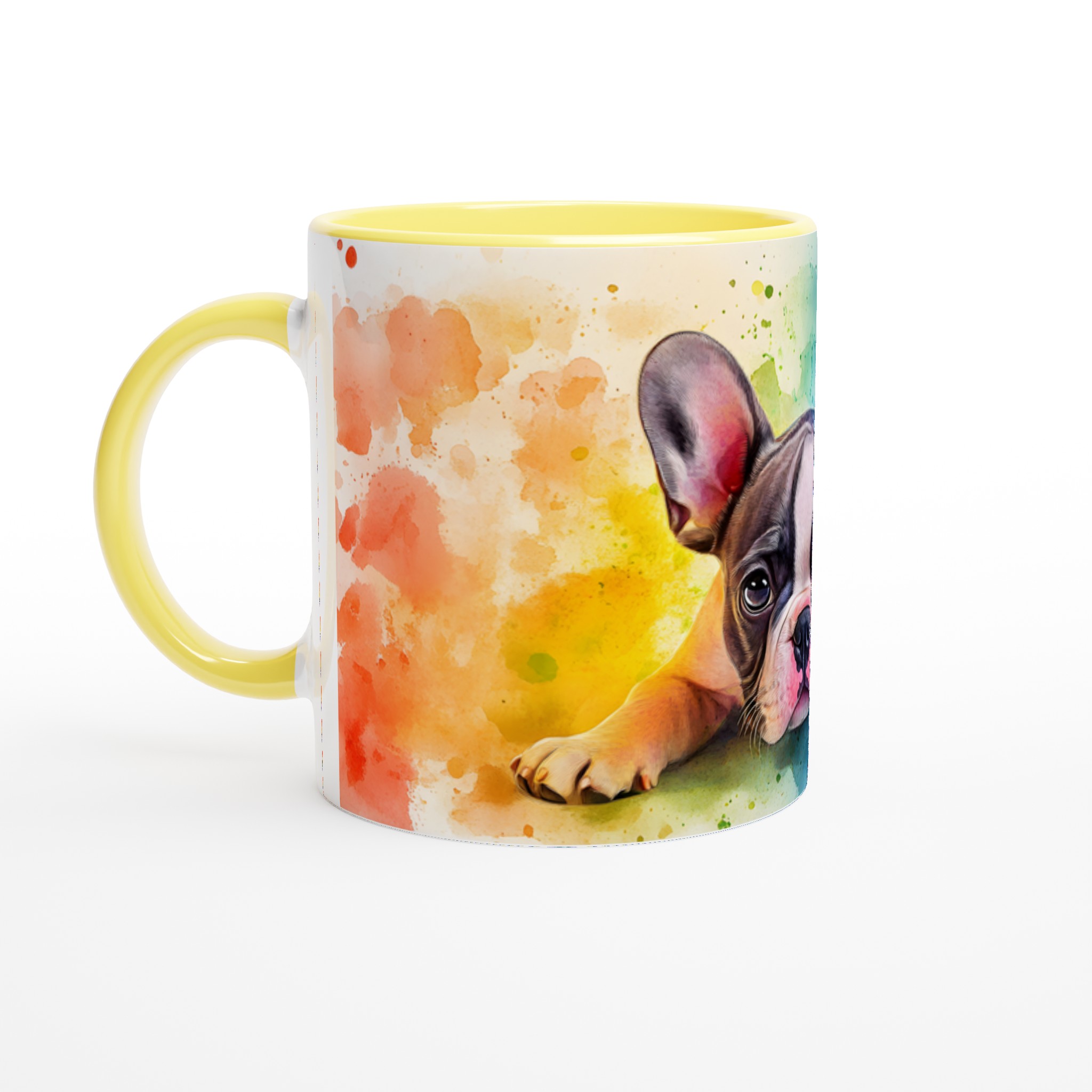 Färgglad Akvarell Fransk Bulldog Keramikmugg - 11oz, Levande Design som Lysar! 3 a23ea020-8f46-4c9e-8dcf-49c63e177c12